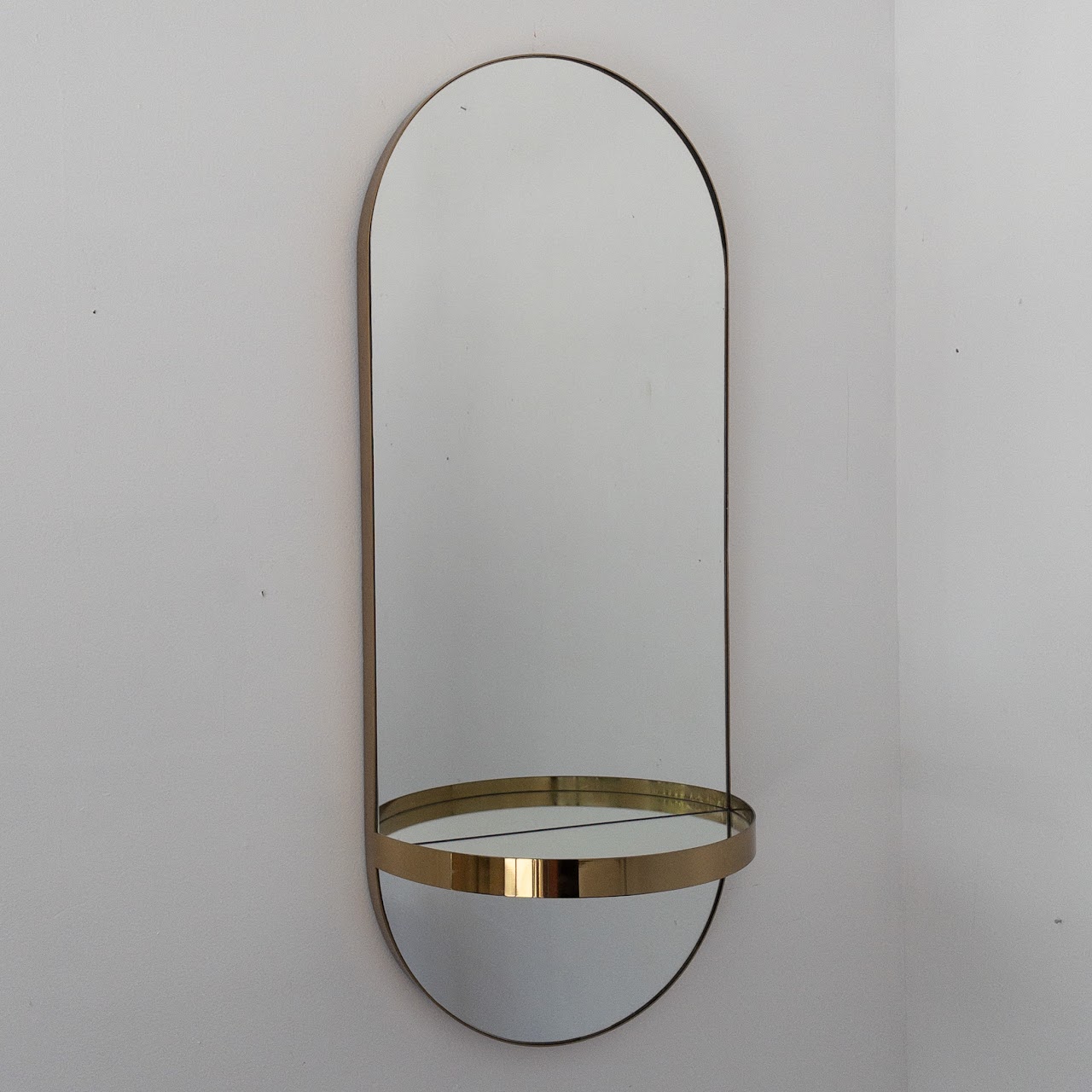 CB2 Caplet Oval Mirror with Shelf