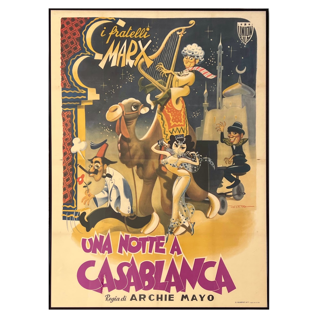 The Marx Brothers 'A Night in Casablanca' Original Italian Movie Poster