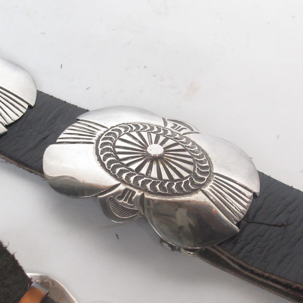 Sterling Silver & Leather Belt