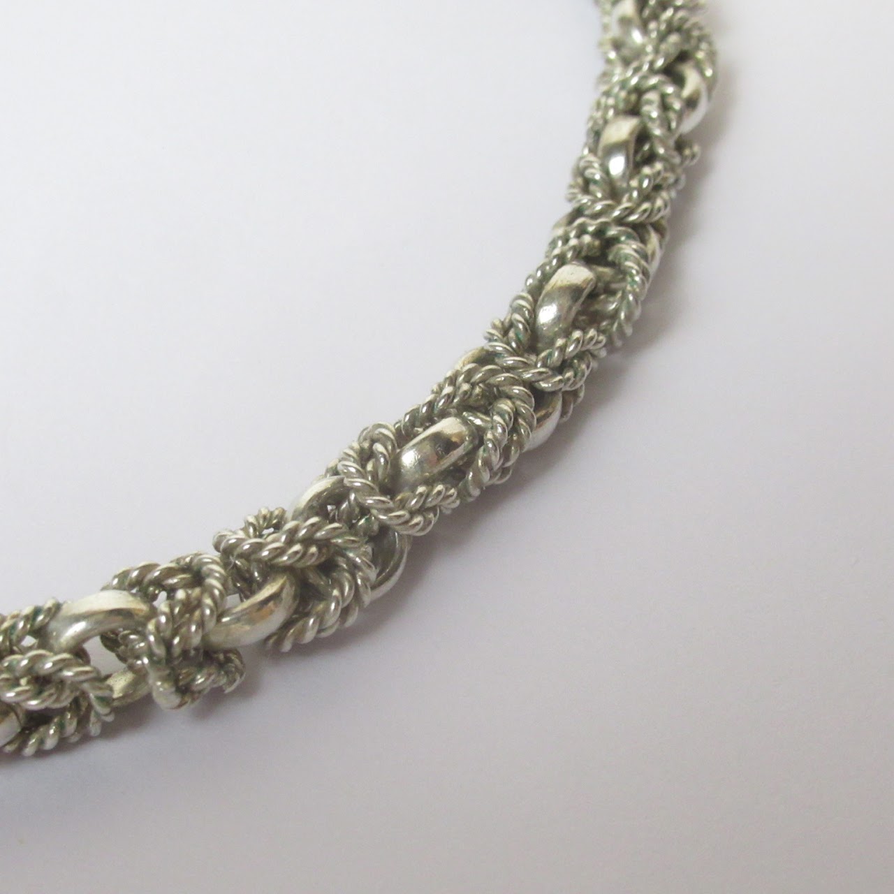 Sterling Silver Textured Link Necklace