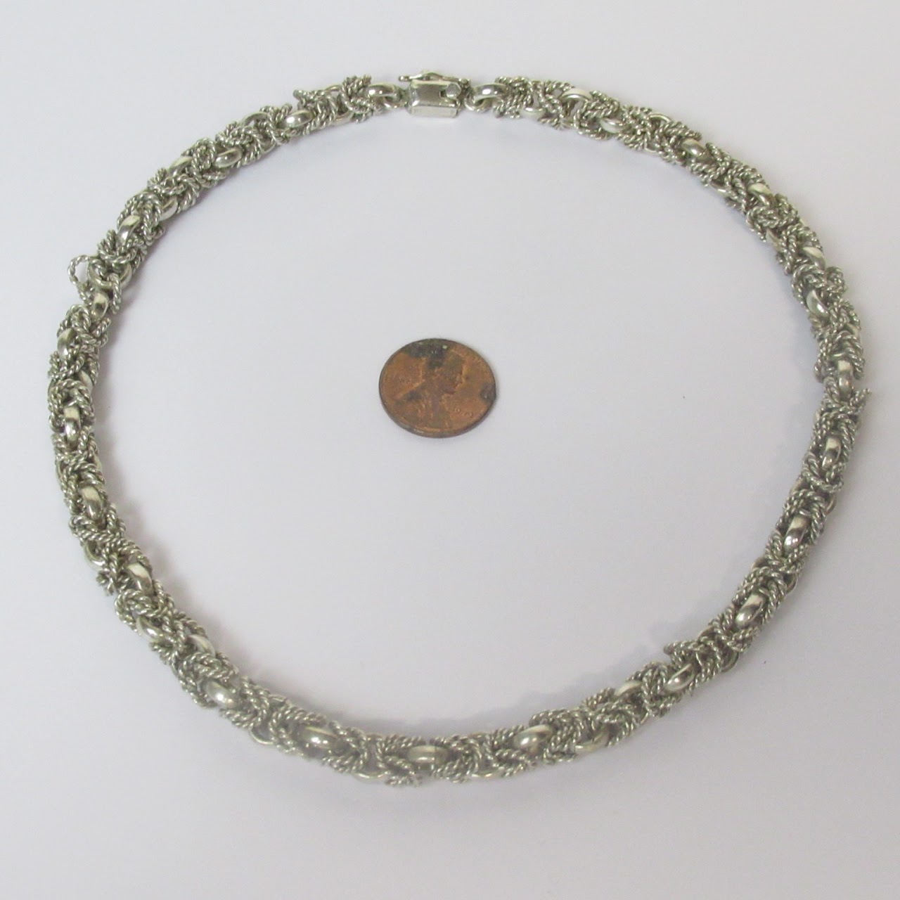 Sterling Silver Textured Link Necklace