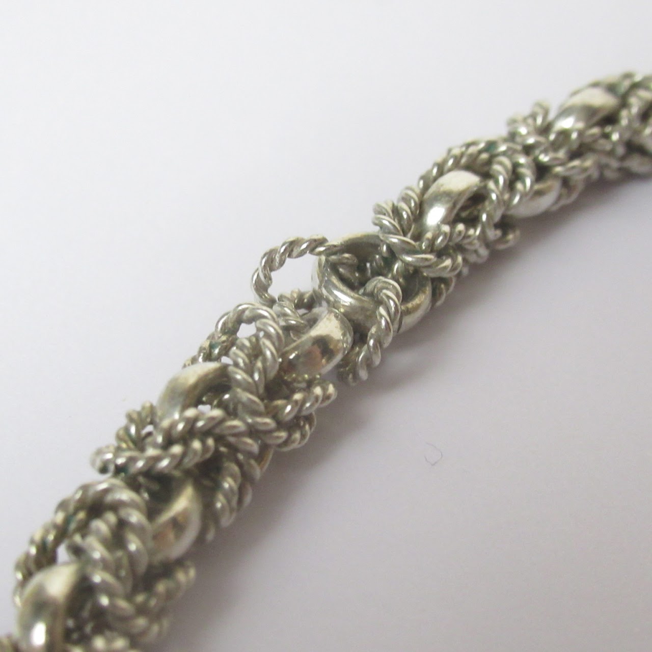 Sterling Silver Textured Link Necklace