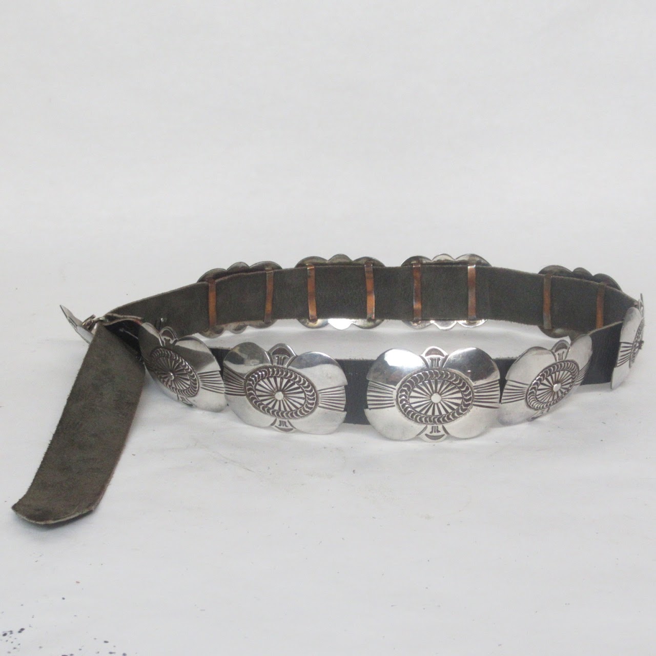 Sterling Silver & Leather Belt