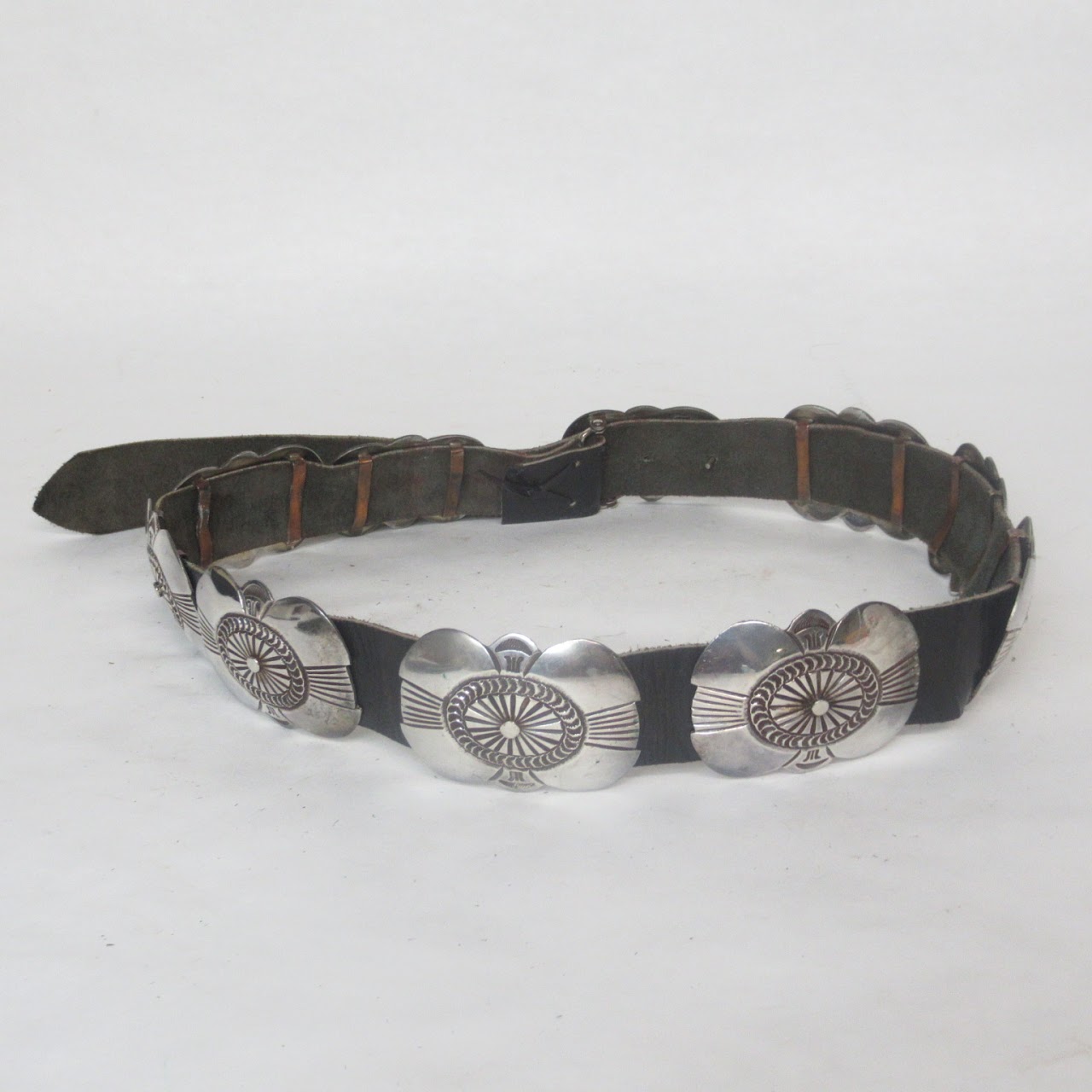 Sterling Silver & Leather Belt