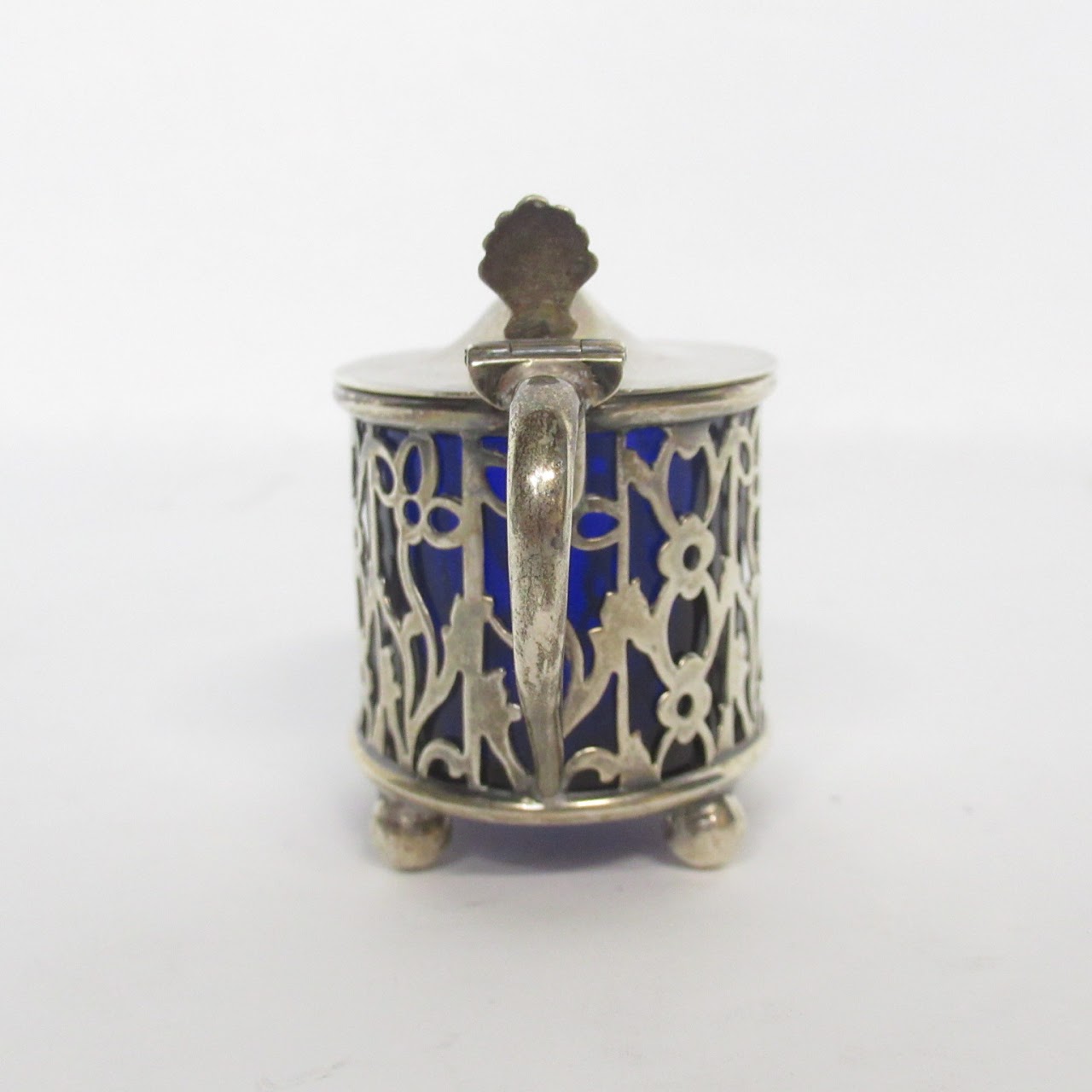 Gorham Sterling Silver & Cobalt Glass Salt & Condiment Set