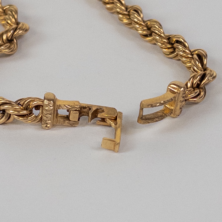 14K Gold Rope Chain Bracelet