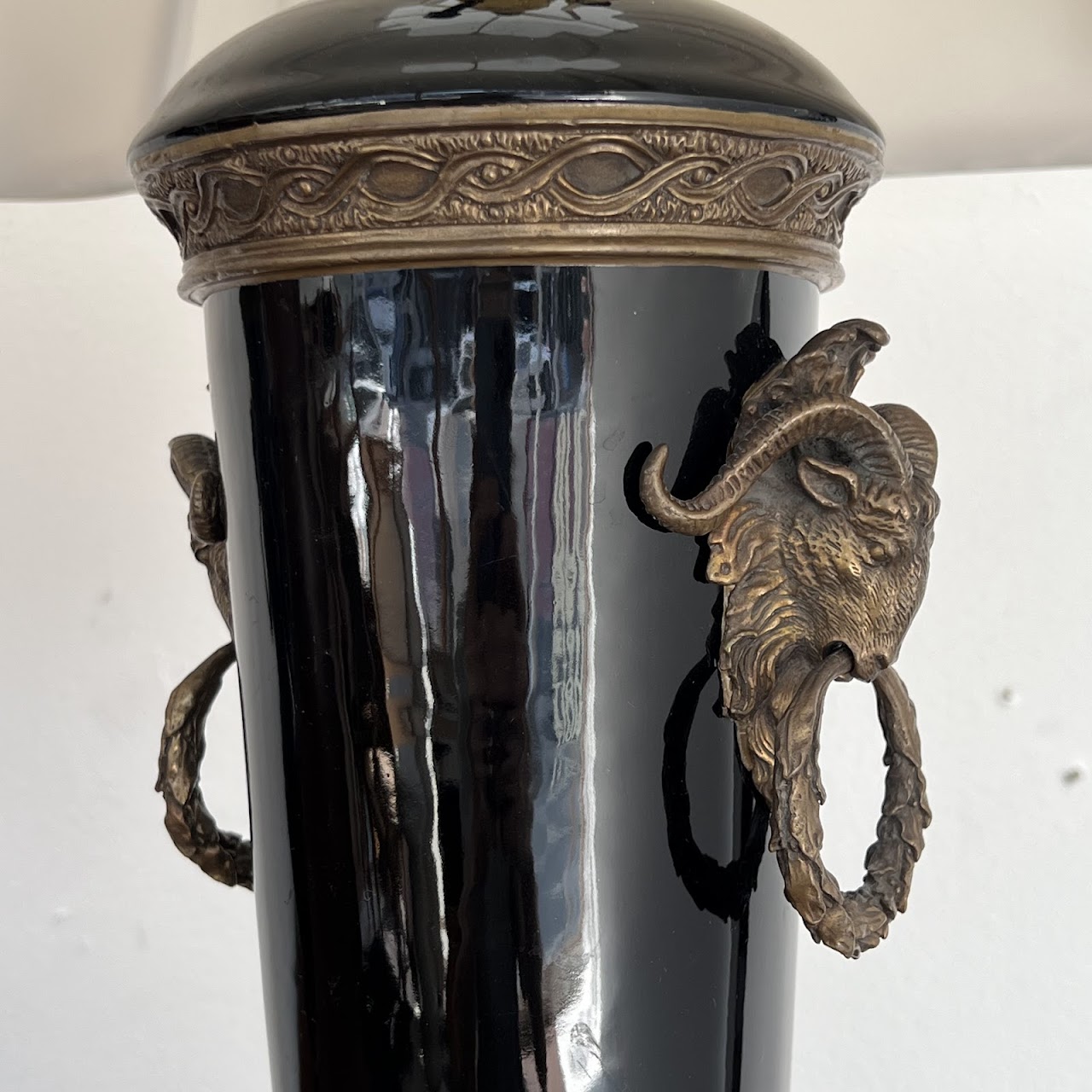 Neoclassical Style Ram's Head Table Lamp Pair