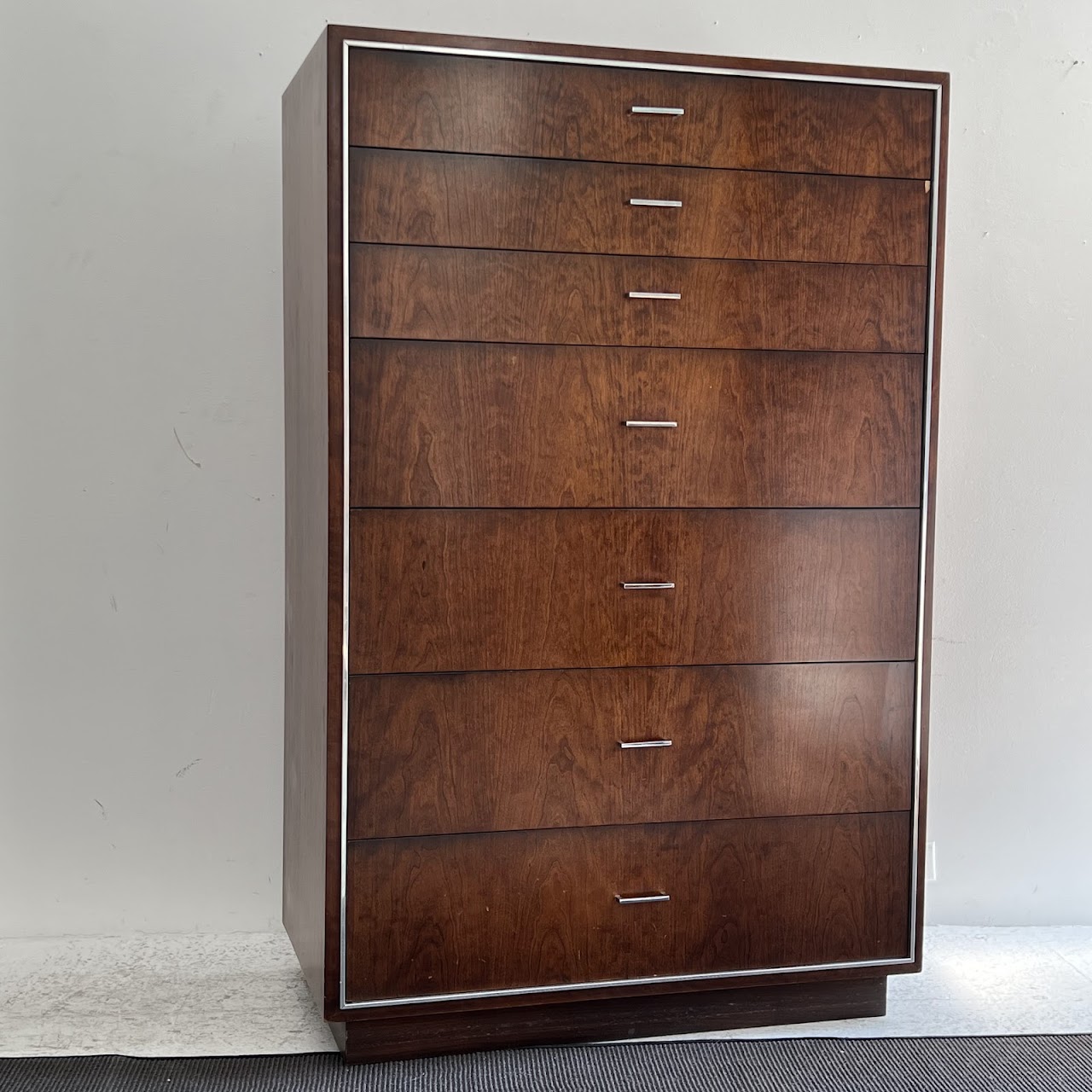 John Stuart Mid-Century Modern Walnut Seven-Drawer Highboy Dresser