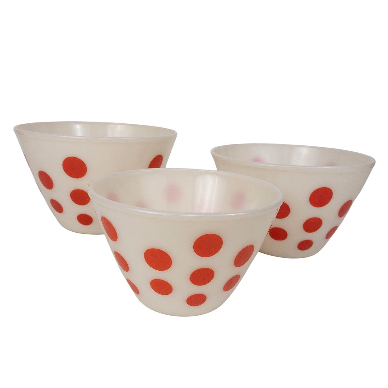 Fire King Polka Dot Milk Glass Bowl Trio