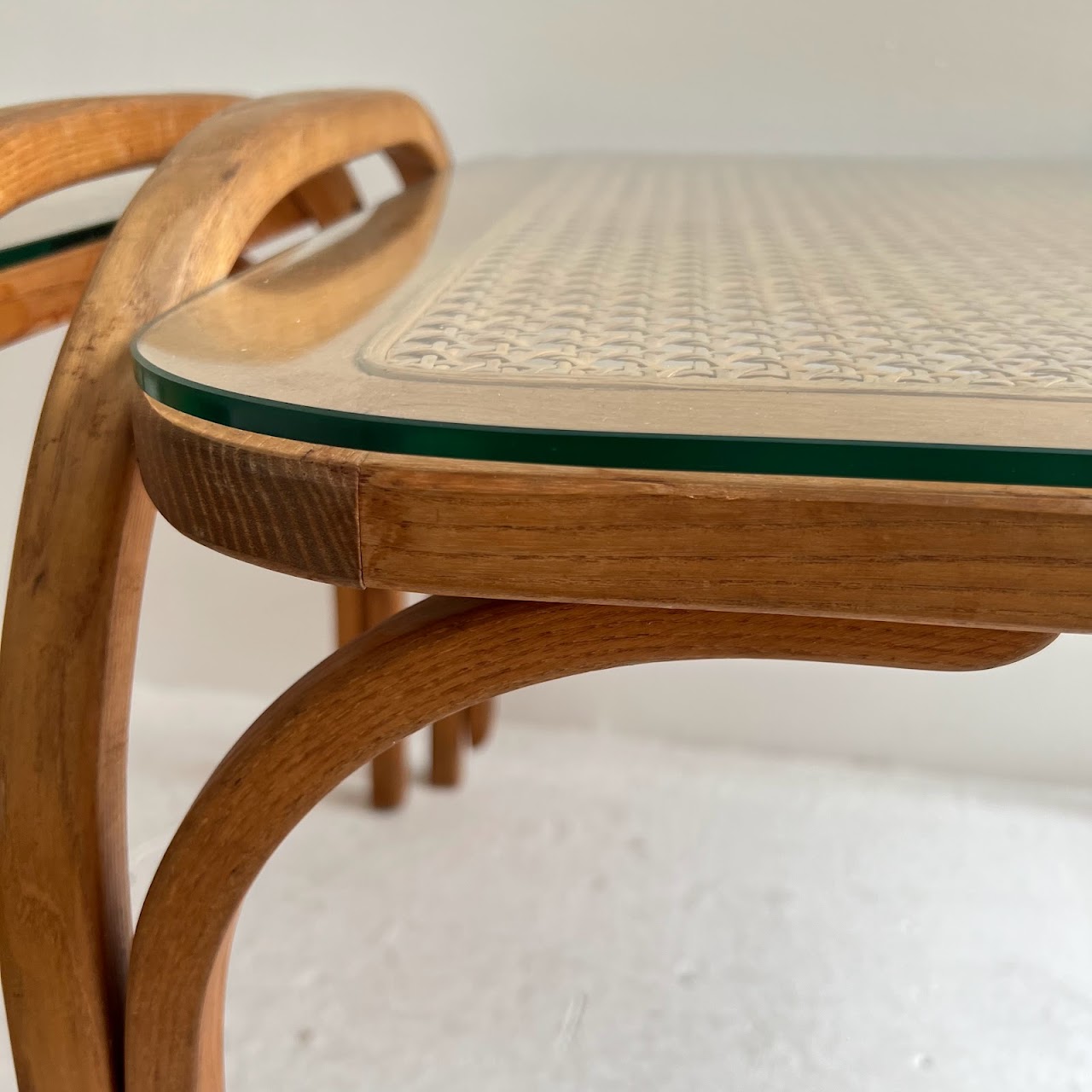 Bentwood & Cane Vintage Side Table Pair