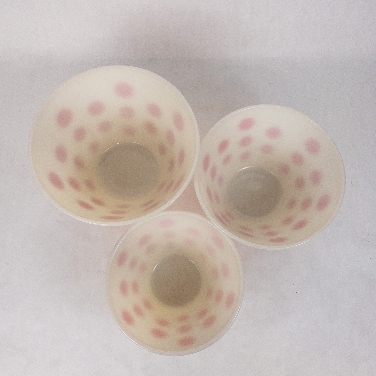 Fire King Polka Dot Milk Glass Bowl Trio