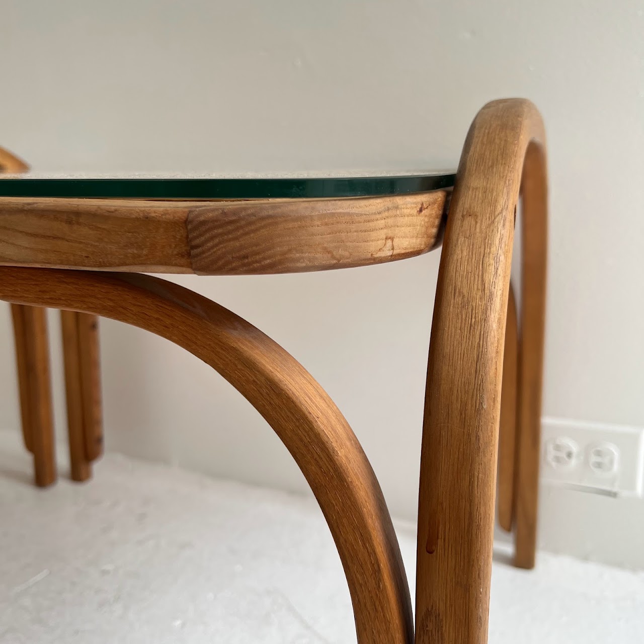 Bentwood & Cane Vintage Side Table Pair