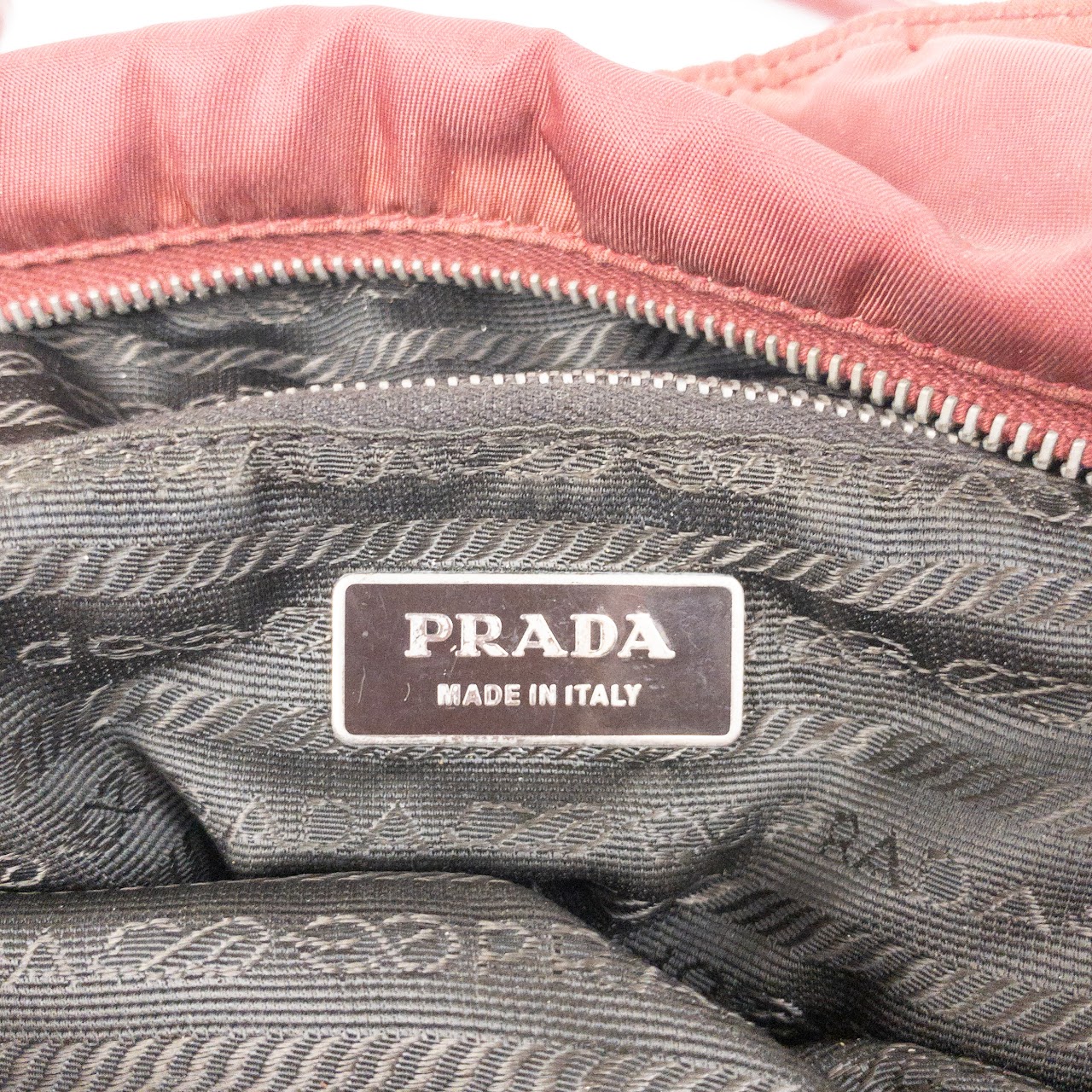 Prada Maroon Nylon Handbag