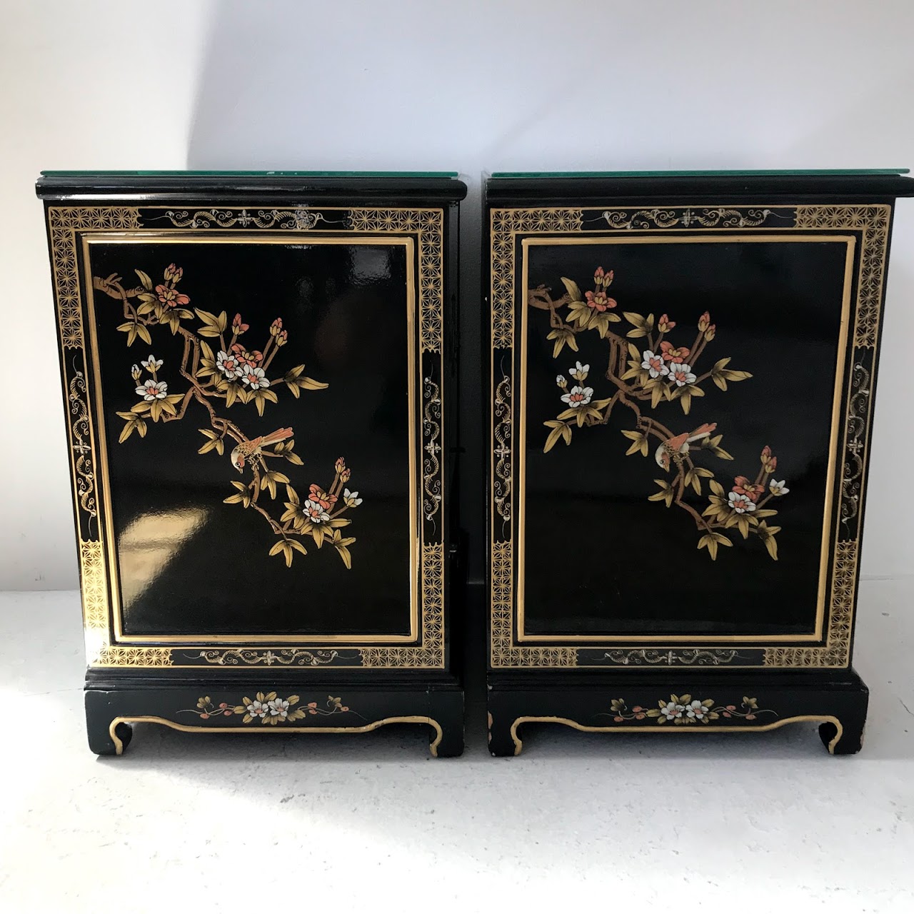 Lacquered Asian End Table Pair