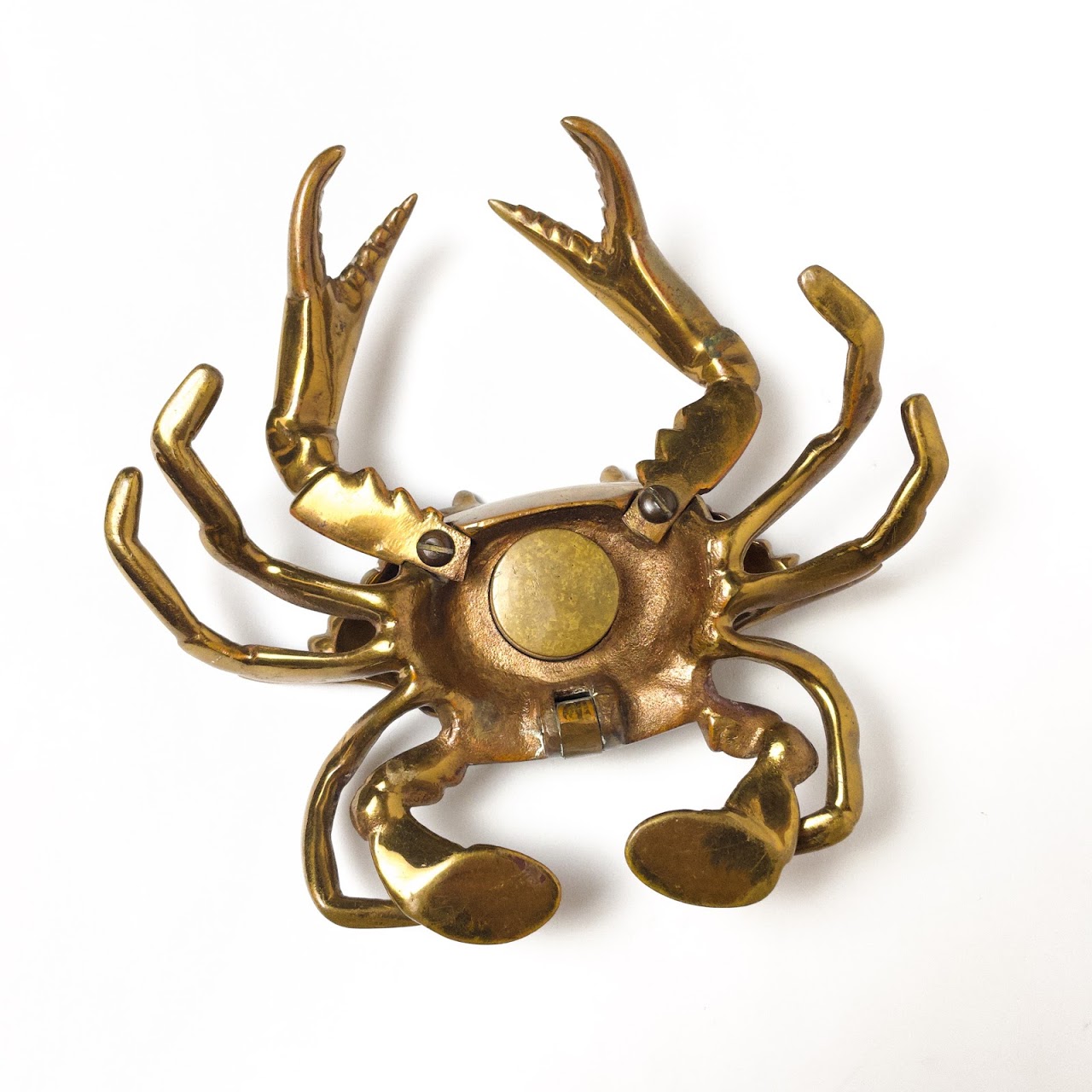 Vintage Brass Crab Inkwell