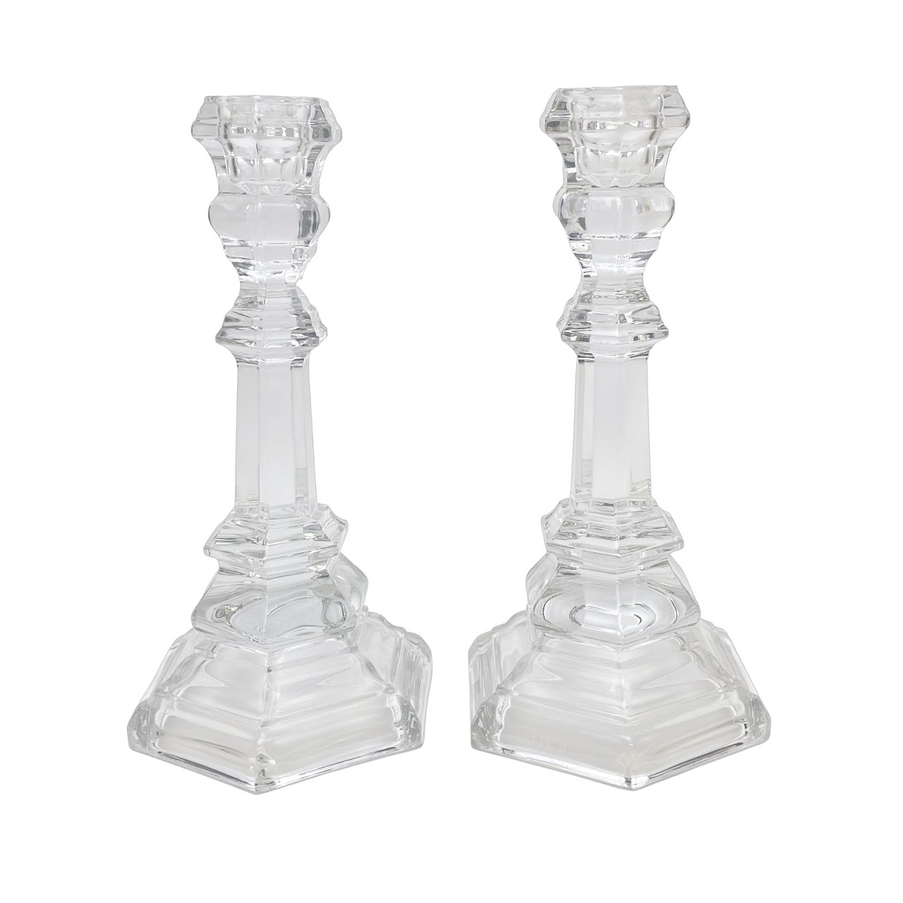 Tiffany & Co. Crystal Plymouth Candlestick Pair