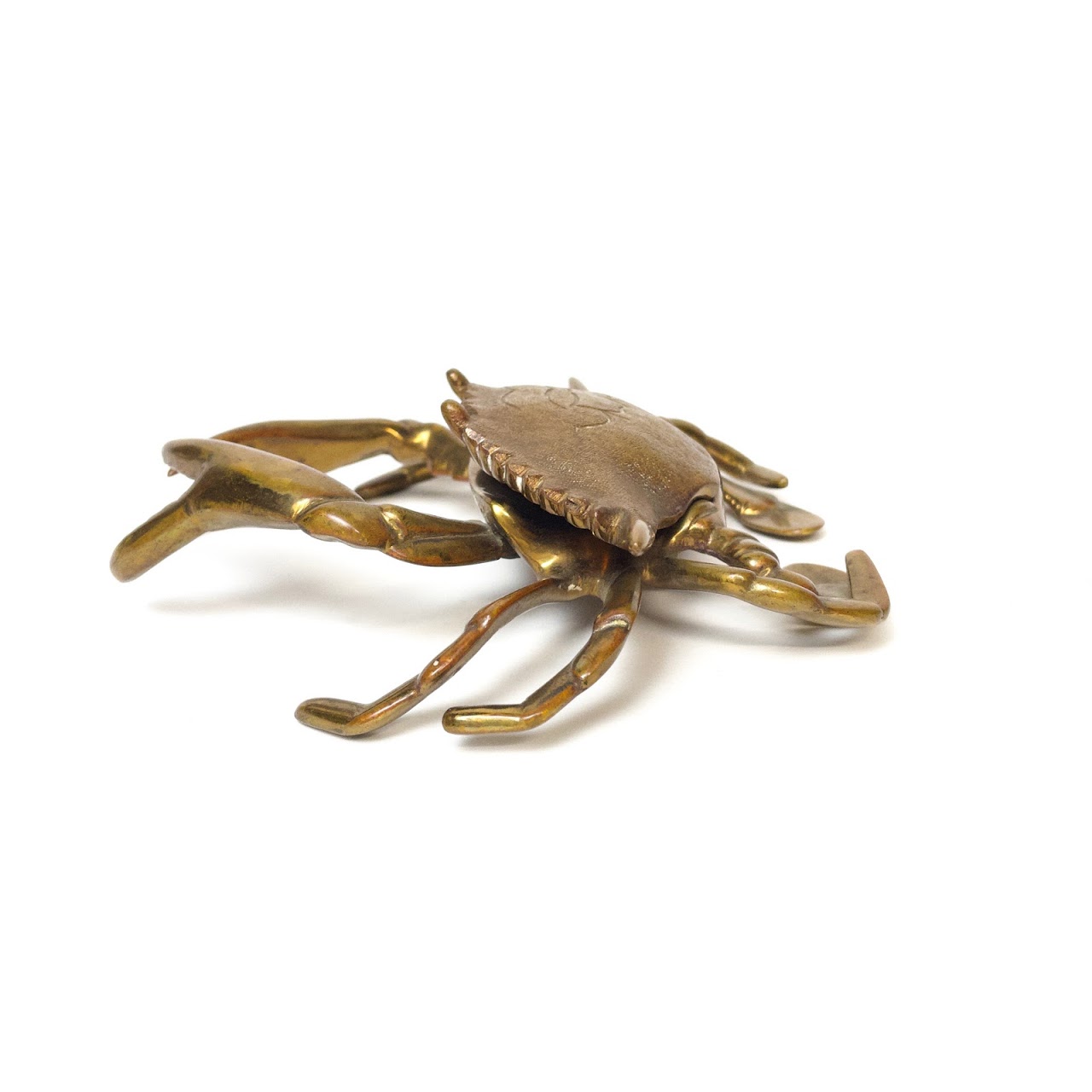 Vintage Brass Crab Inkwell