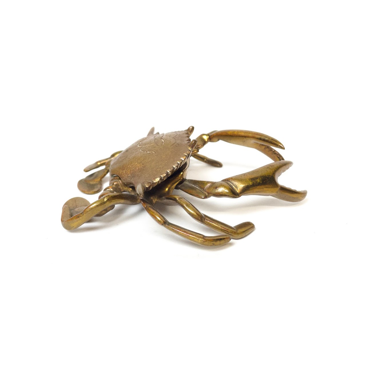 Vintage Brass Crab Inkwell