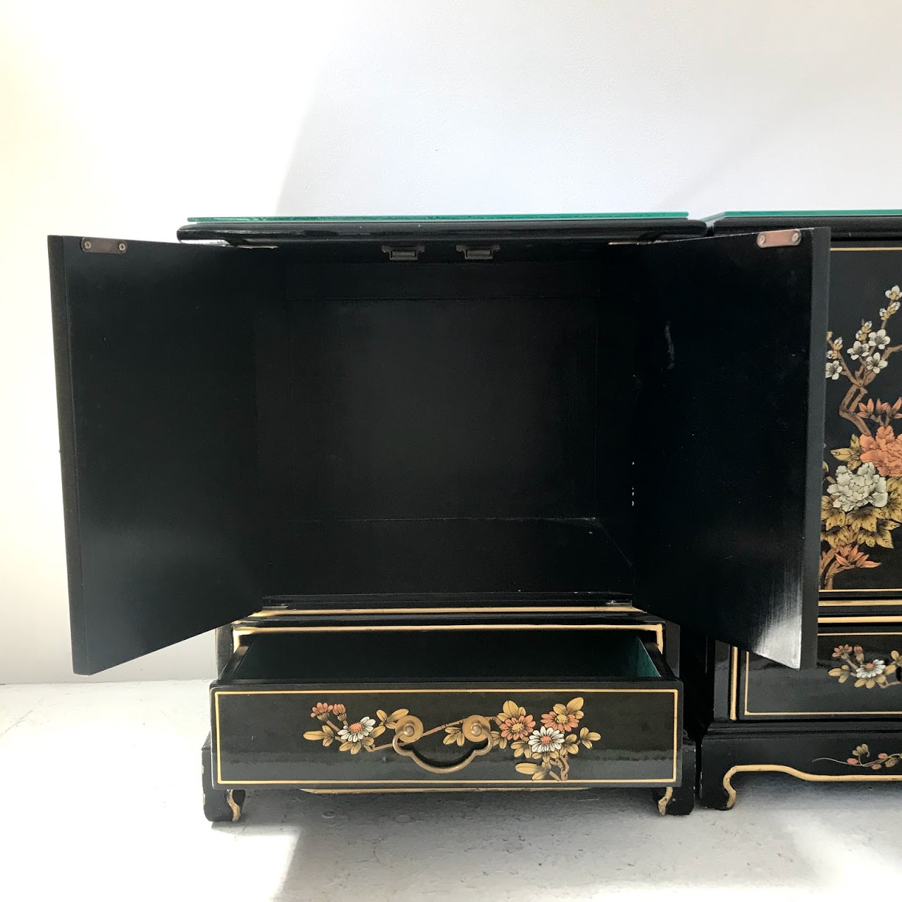 Lacquered Asian End Table Pair