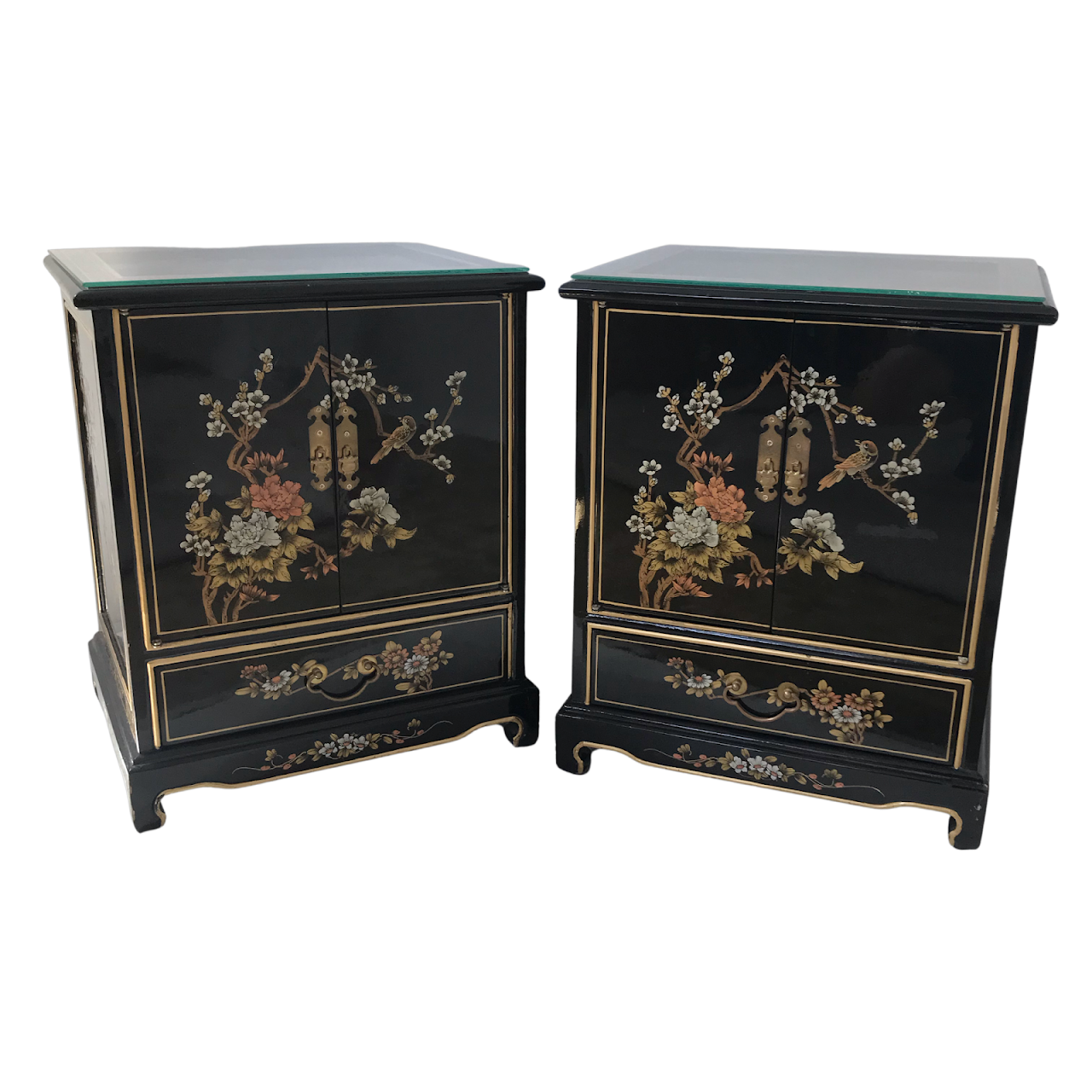 Lacquered Asian End Table Pair