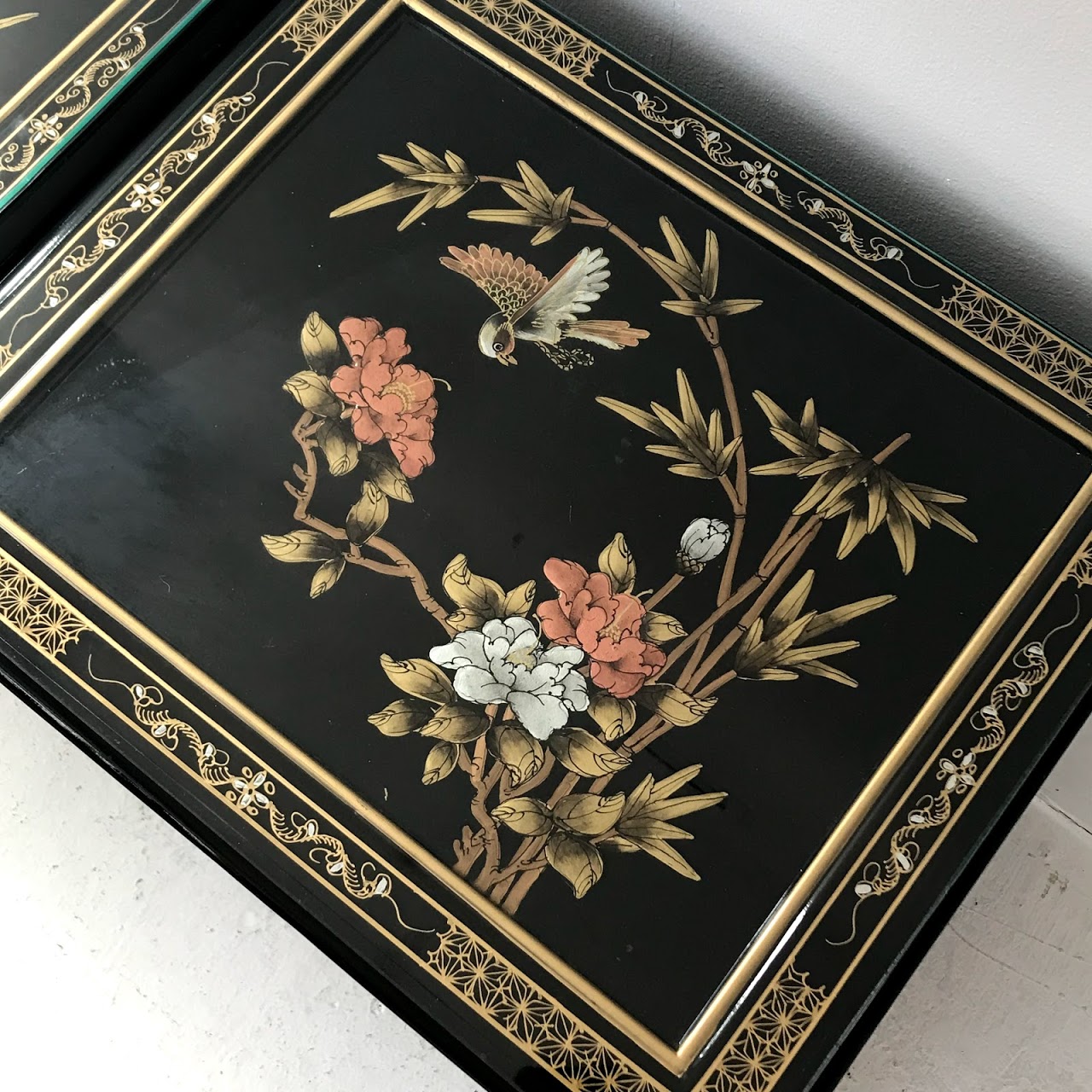 Lacquered Asian End Table Pair