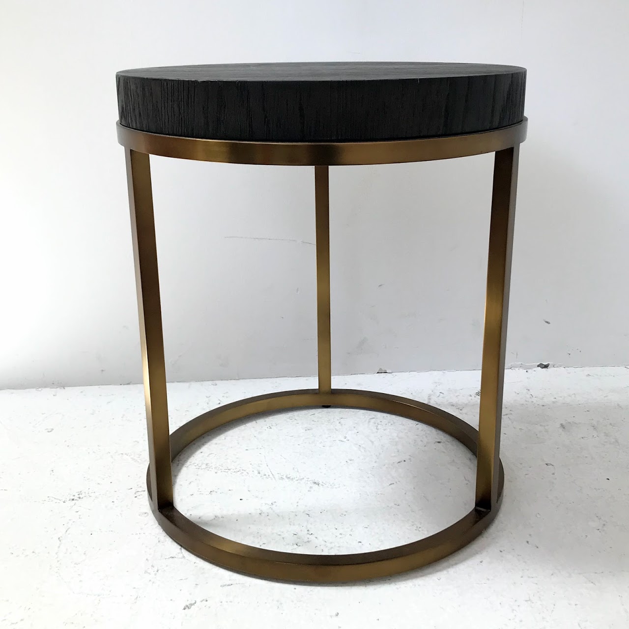 Brass Wood-Top Accent Table