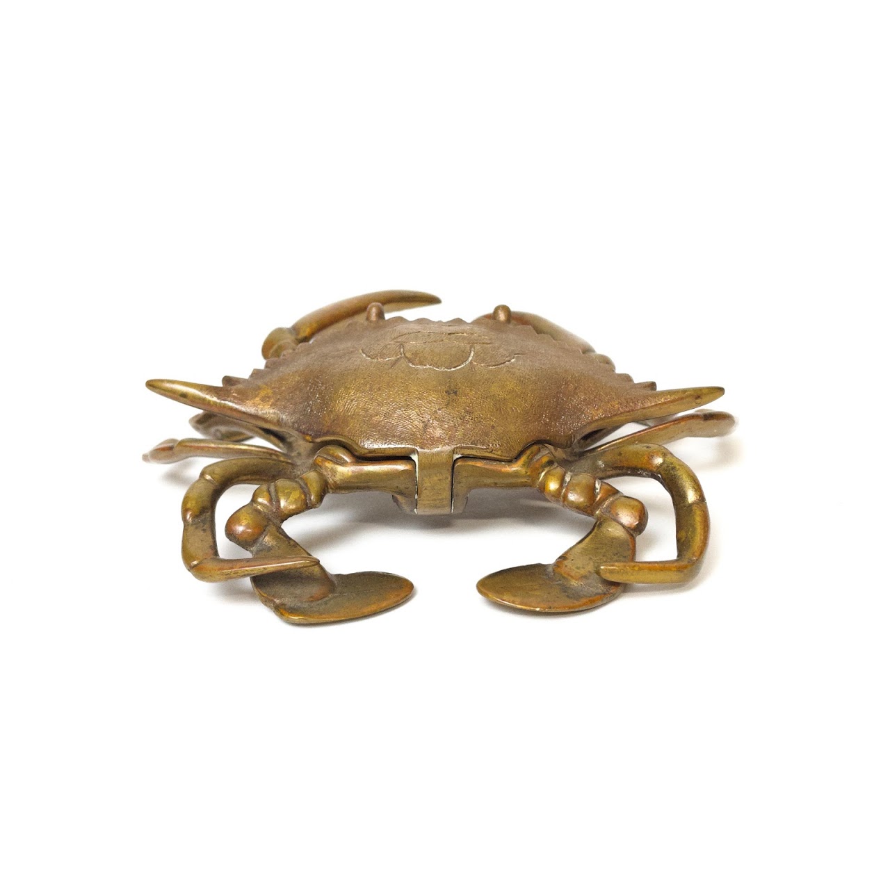 Vintage Brass Crab Inkwell