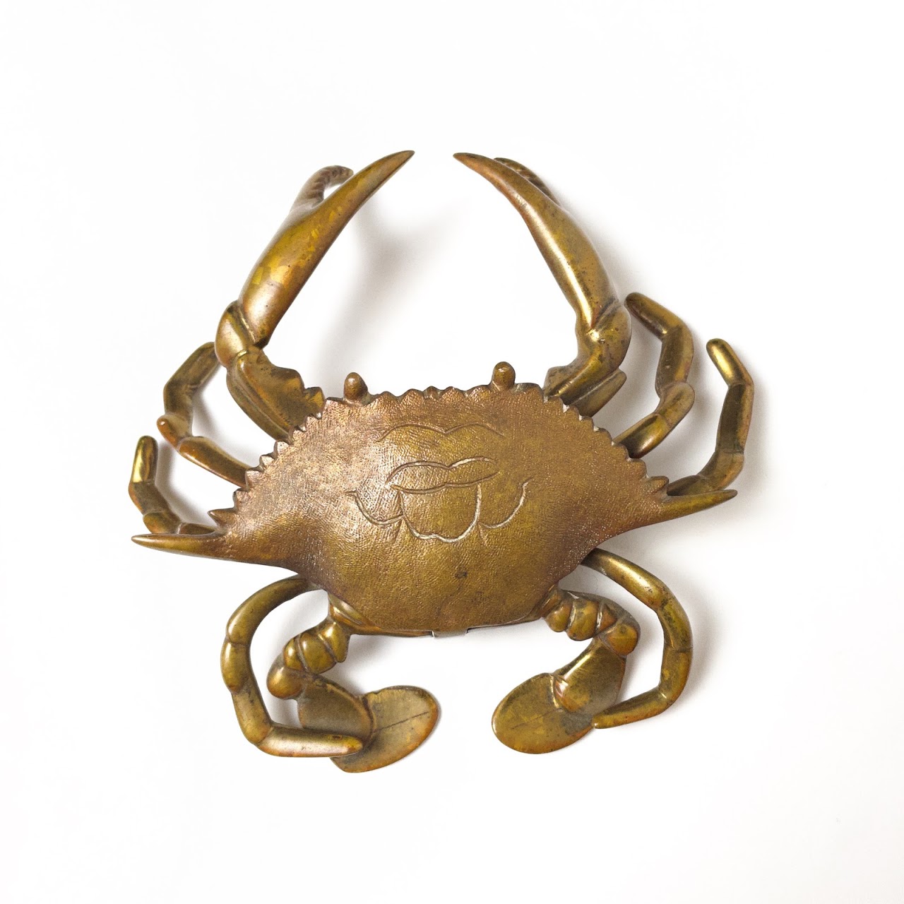 Vintage Brass Crab Inkwell