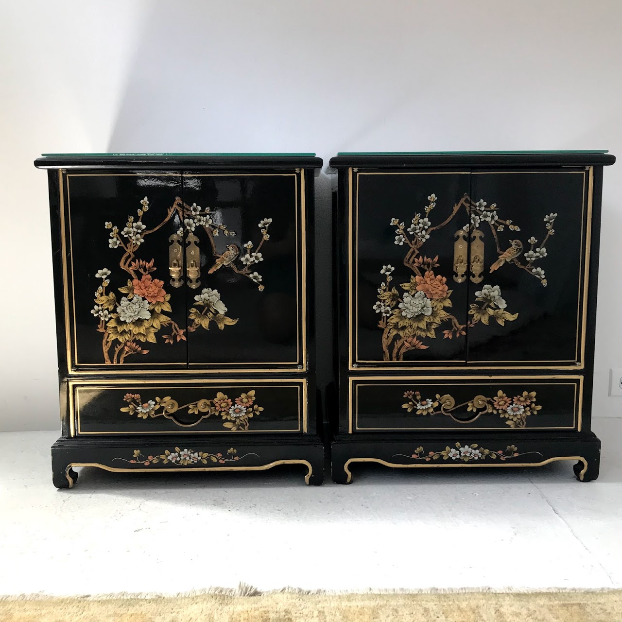 Lacquered Asian End Table Pair