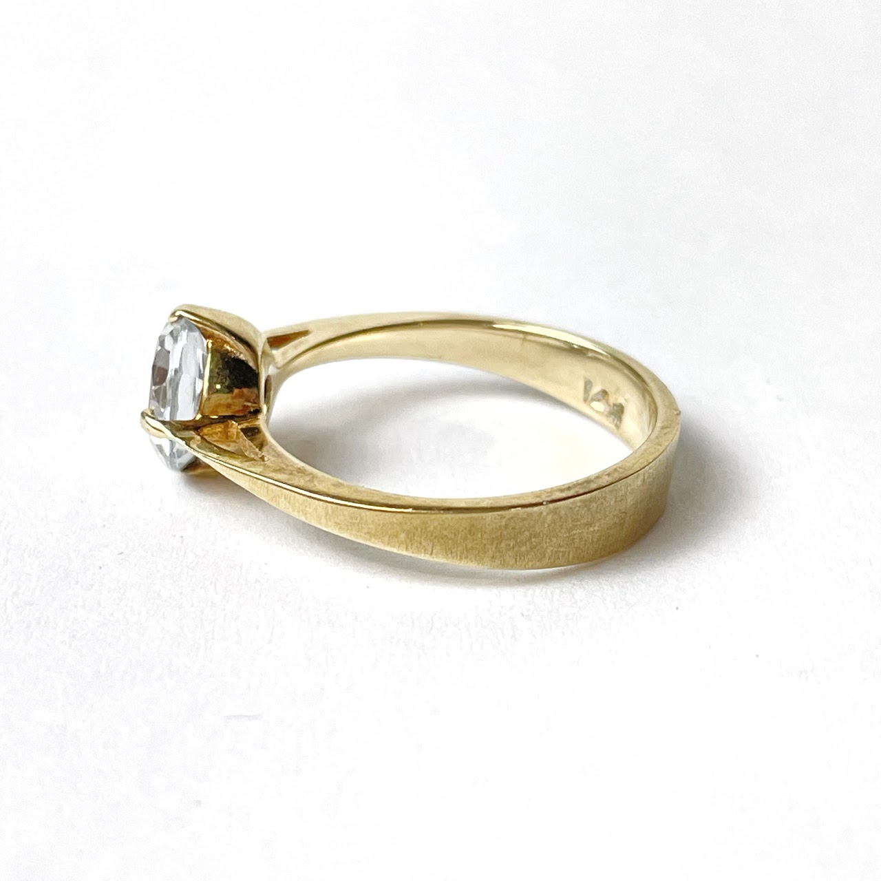 14K Gold and Clear Stone Ring