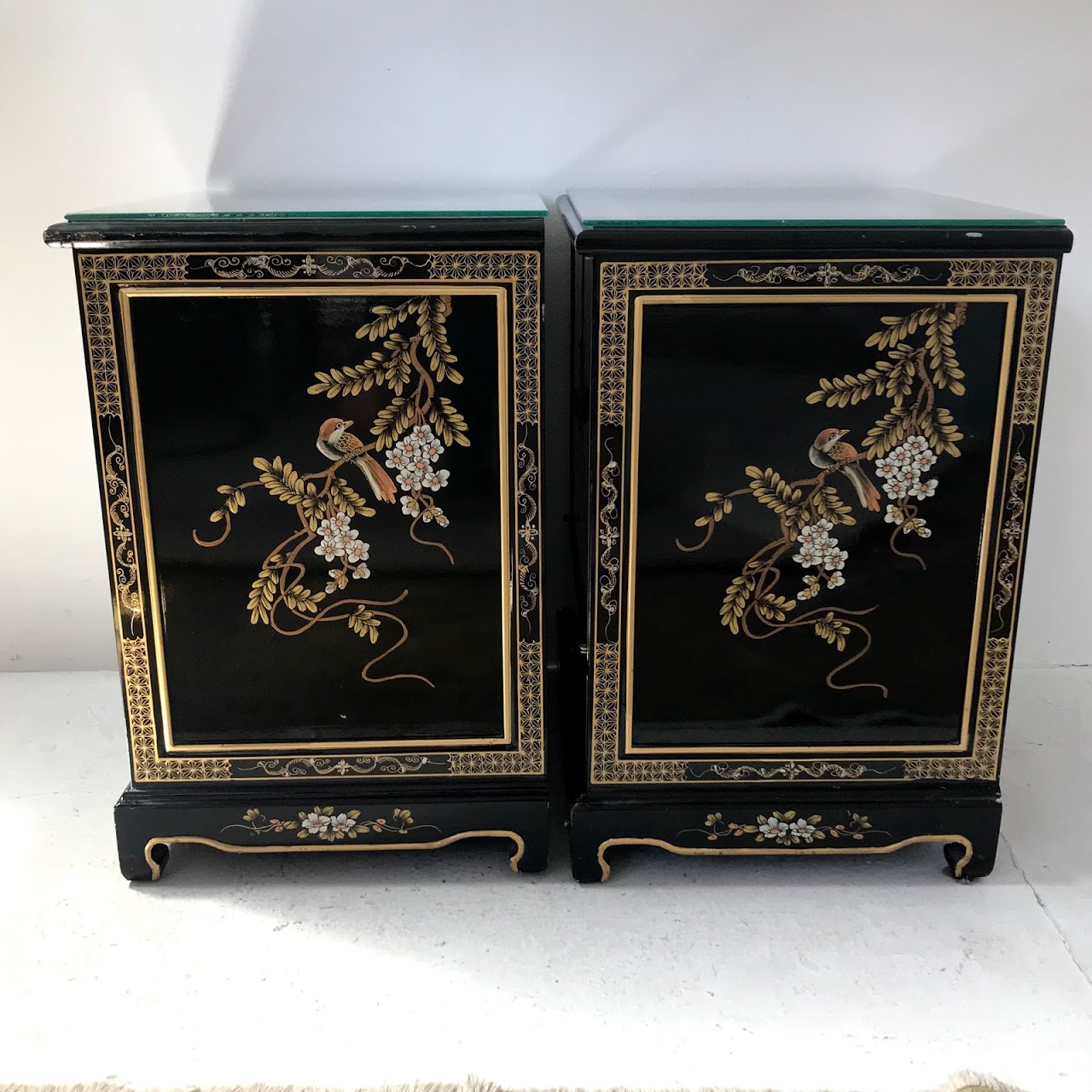 Lacquered Asian End Table Pair