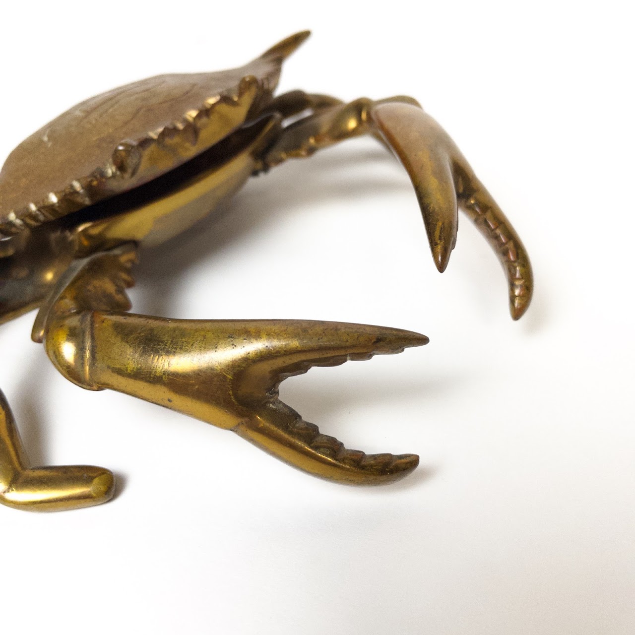 Vintage Brass Crab Inkwell