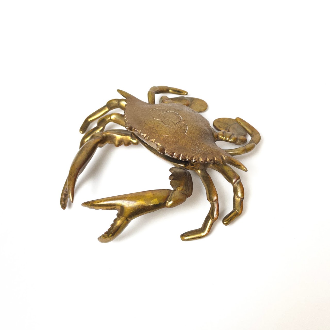 Vintage Brass Crab Inkwell