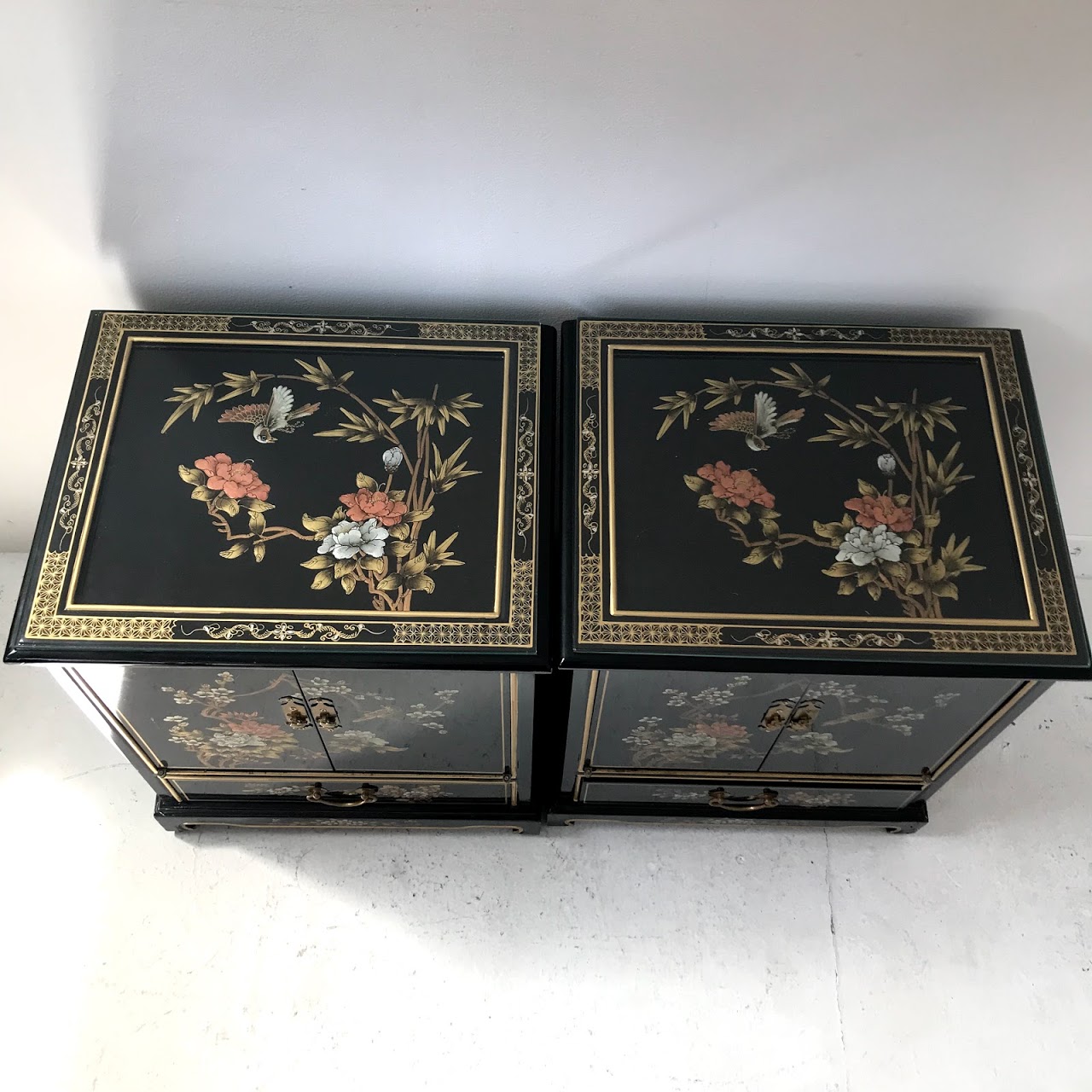 Lacquered Asian End Table Pair