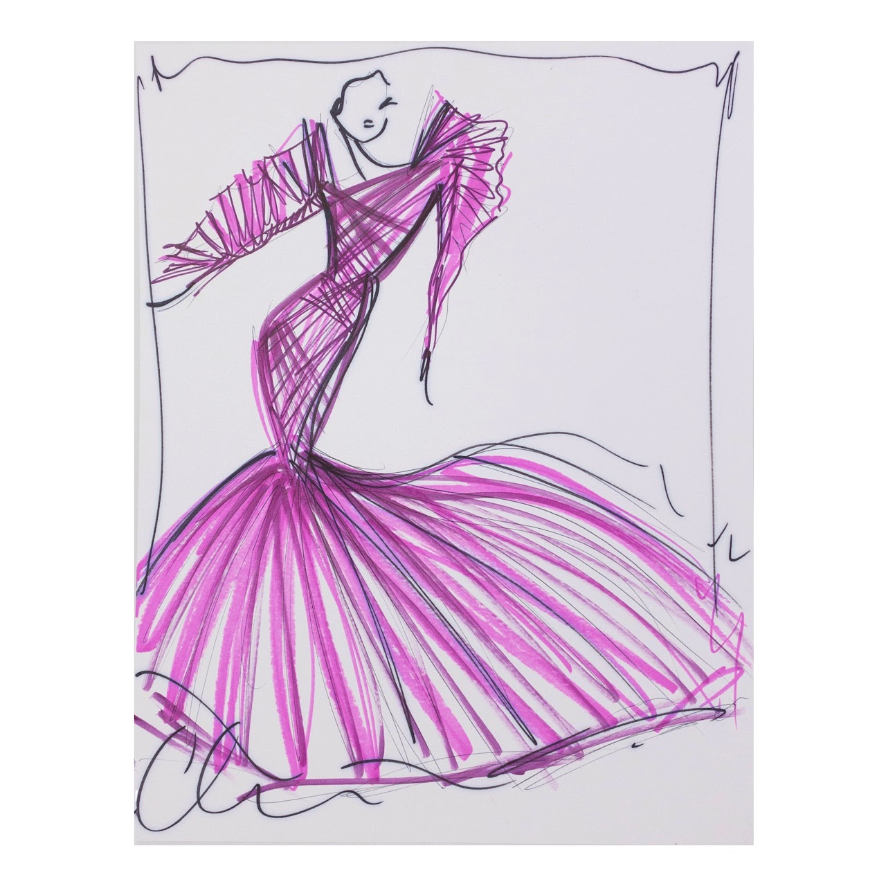 Christian Siriano Signed Fashion Sketch