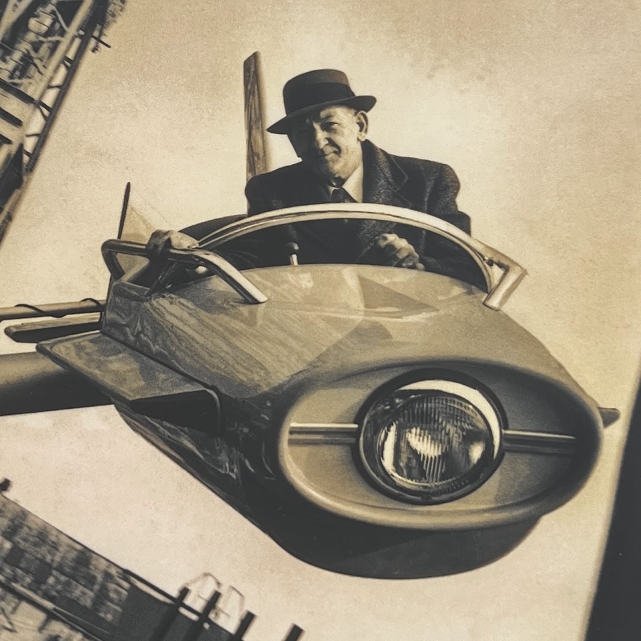 'City Inspector Checks a Ride, Coney Island'  Vintage Silver Gelatin Photograph