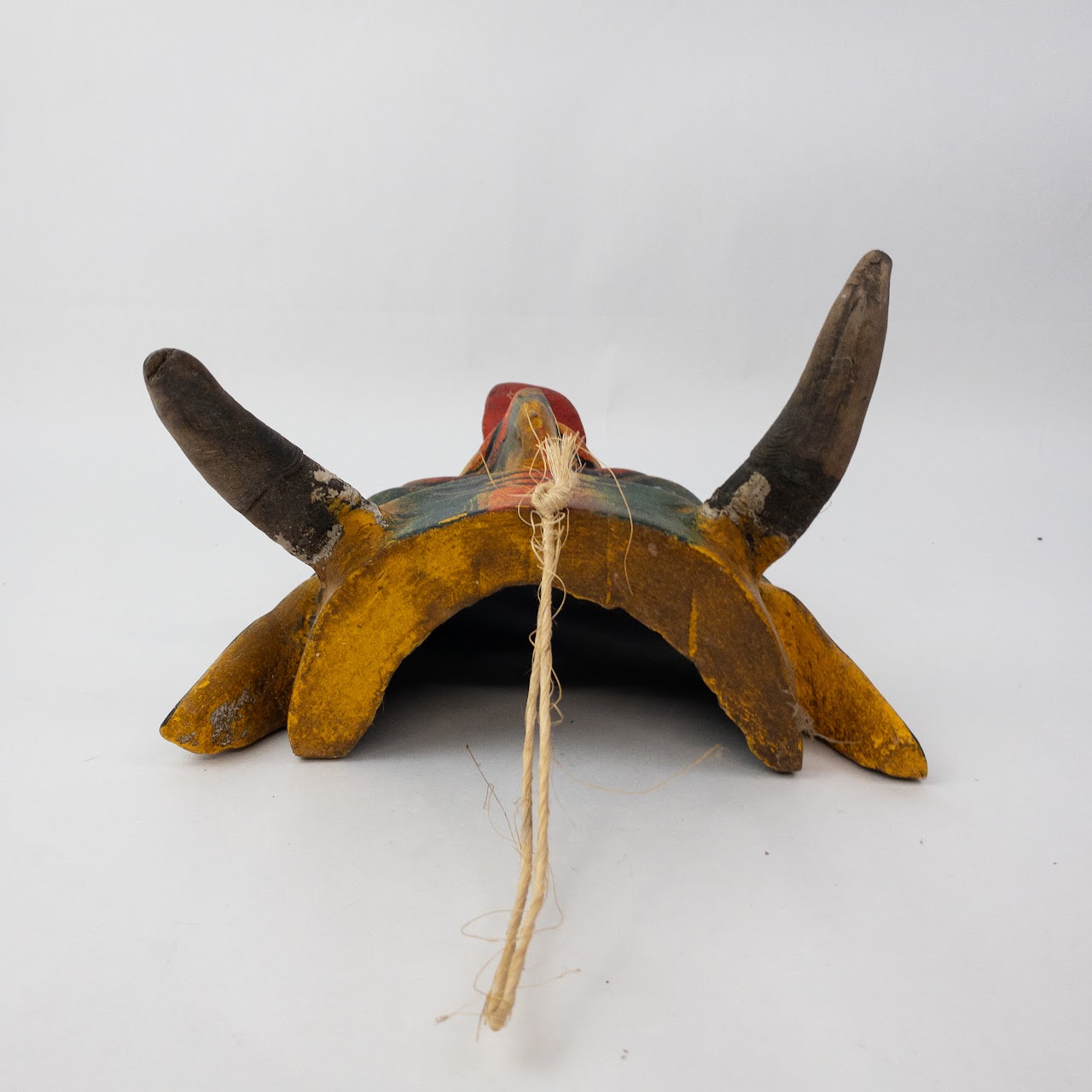 Mexican Folk Art Feathers & Horns Mask Duo