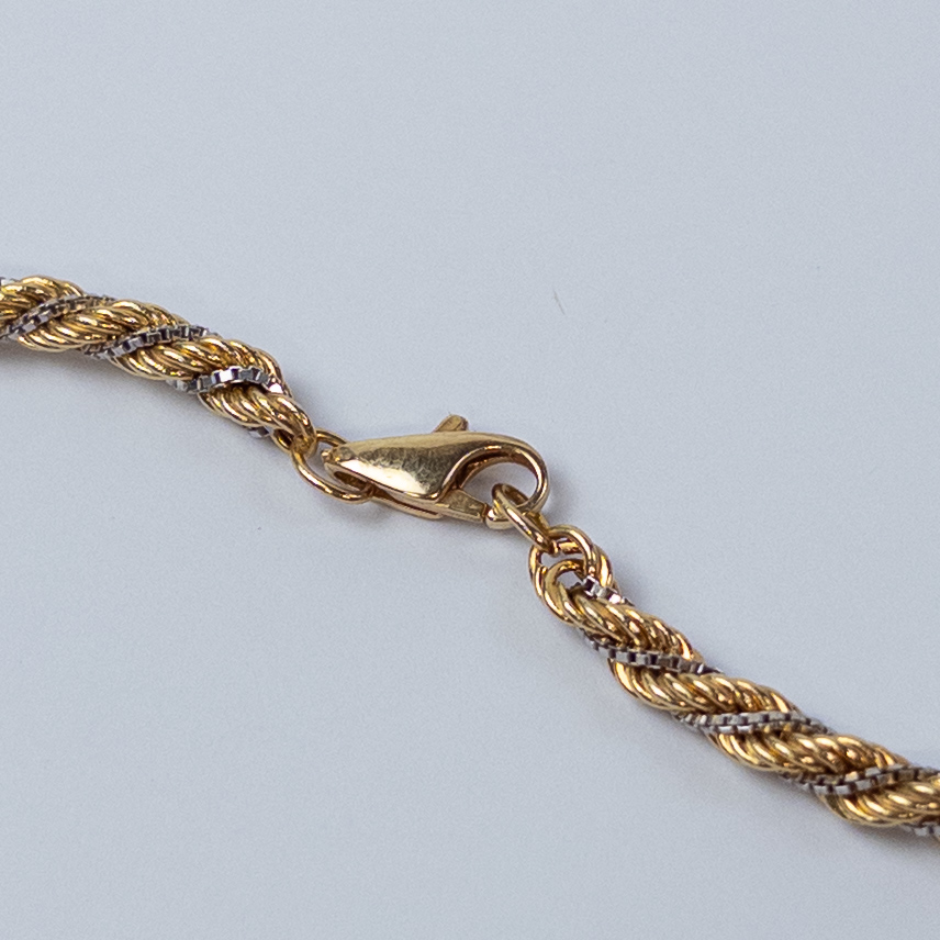 14K Gold Two-Tone Twist Rope Chain Necklace