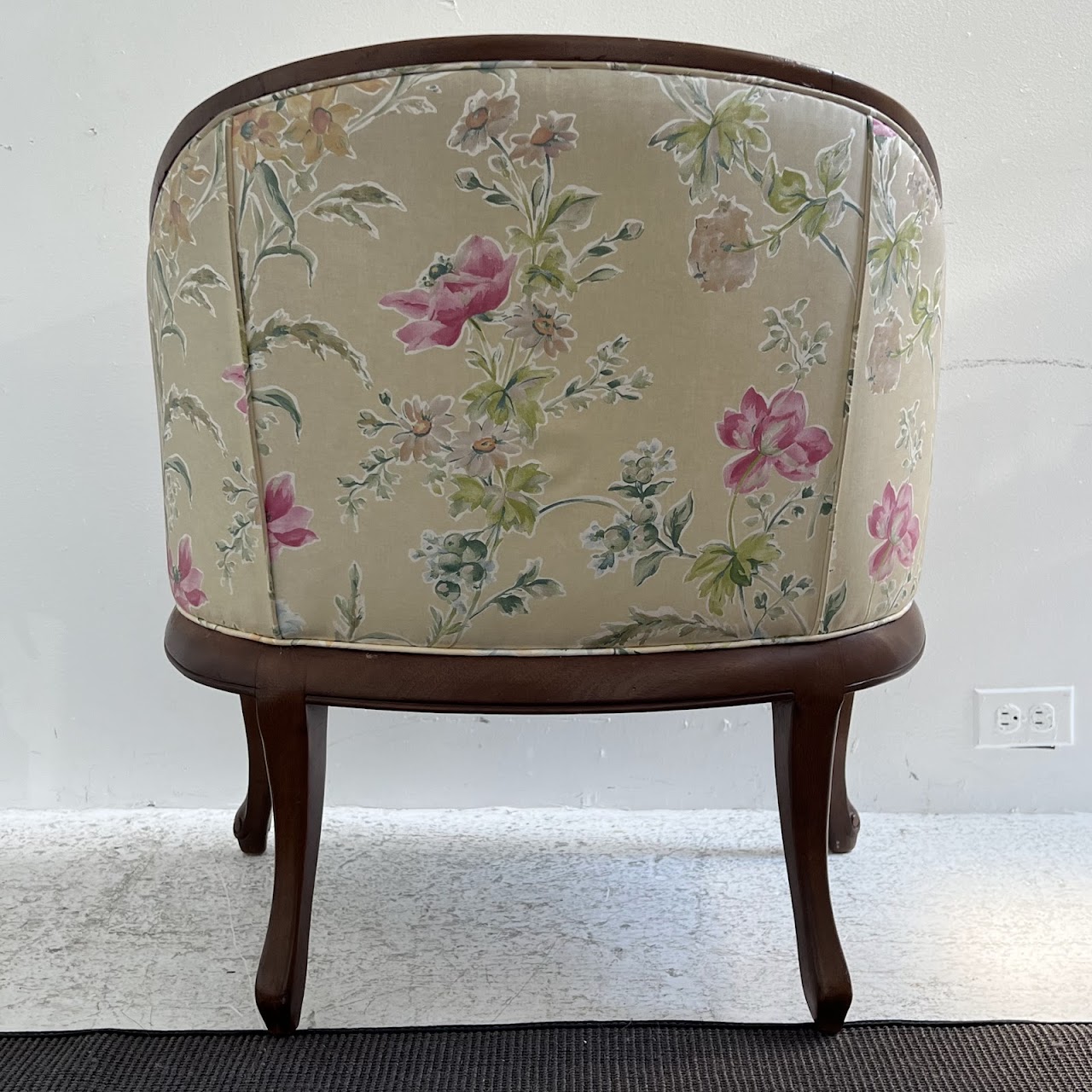 French Walnut Floral Upholstered Salon Chair