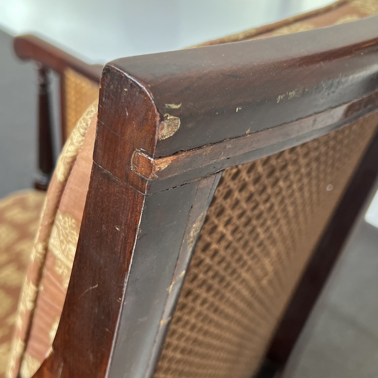 George III Inlaid Mahogany and Cane Library Chair