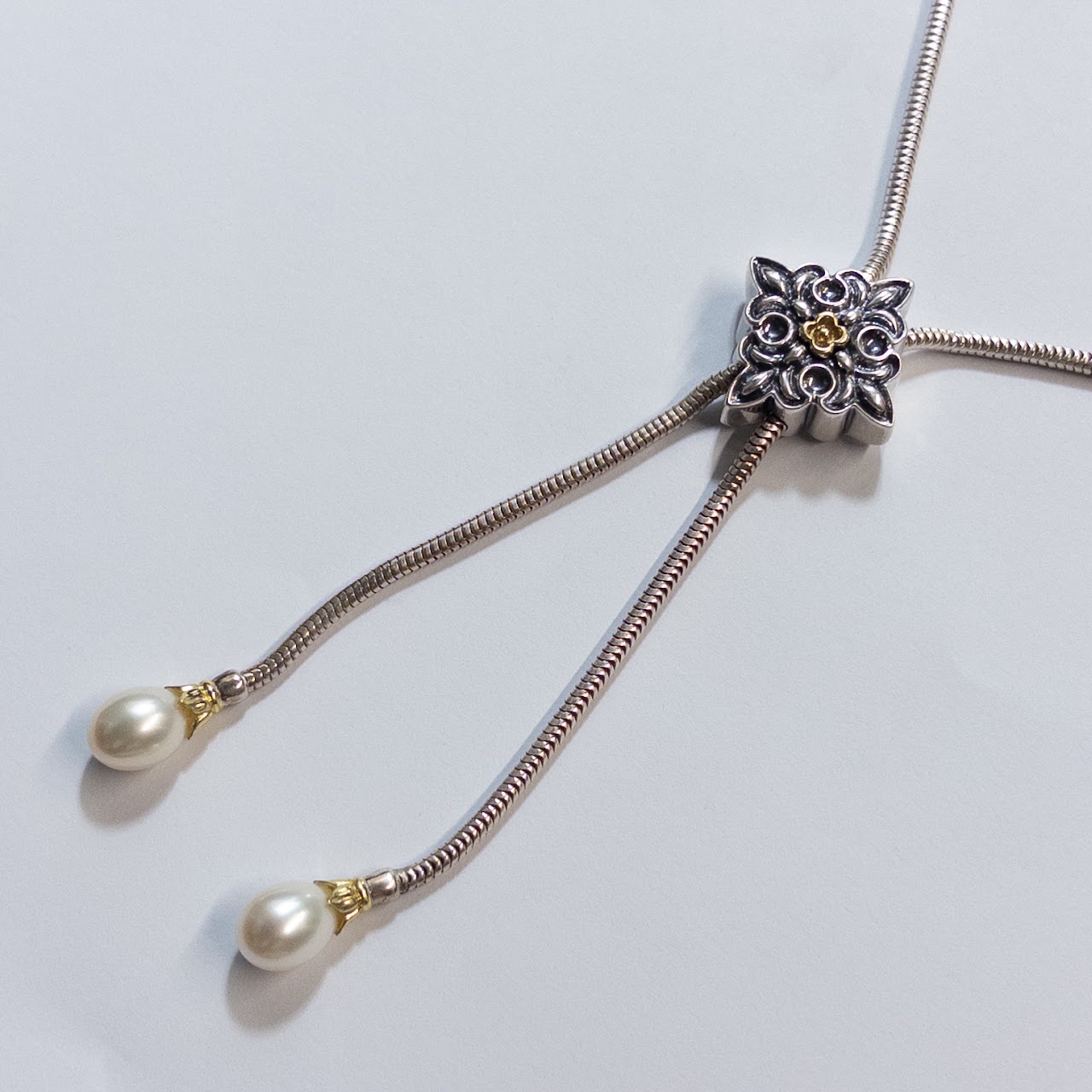 Ann King Sterling Silver, 18K Gold & Pearl Lariat Necklace