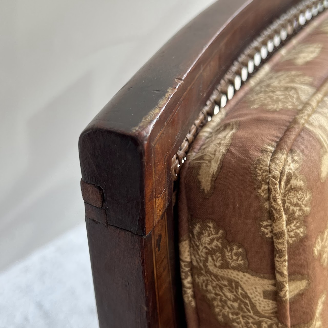 George III Inlaid Mahogany and Cane Library Chair