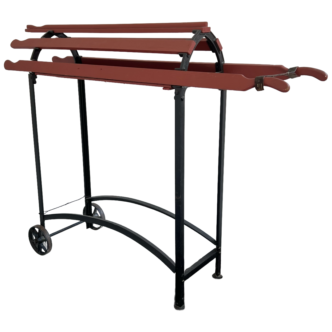 19th C. Cast Iron and Barn Red Wood Saddle Rack