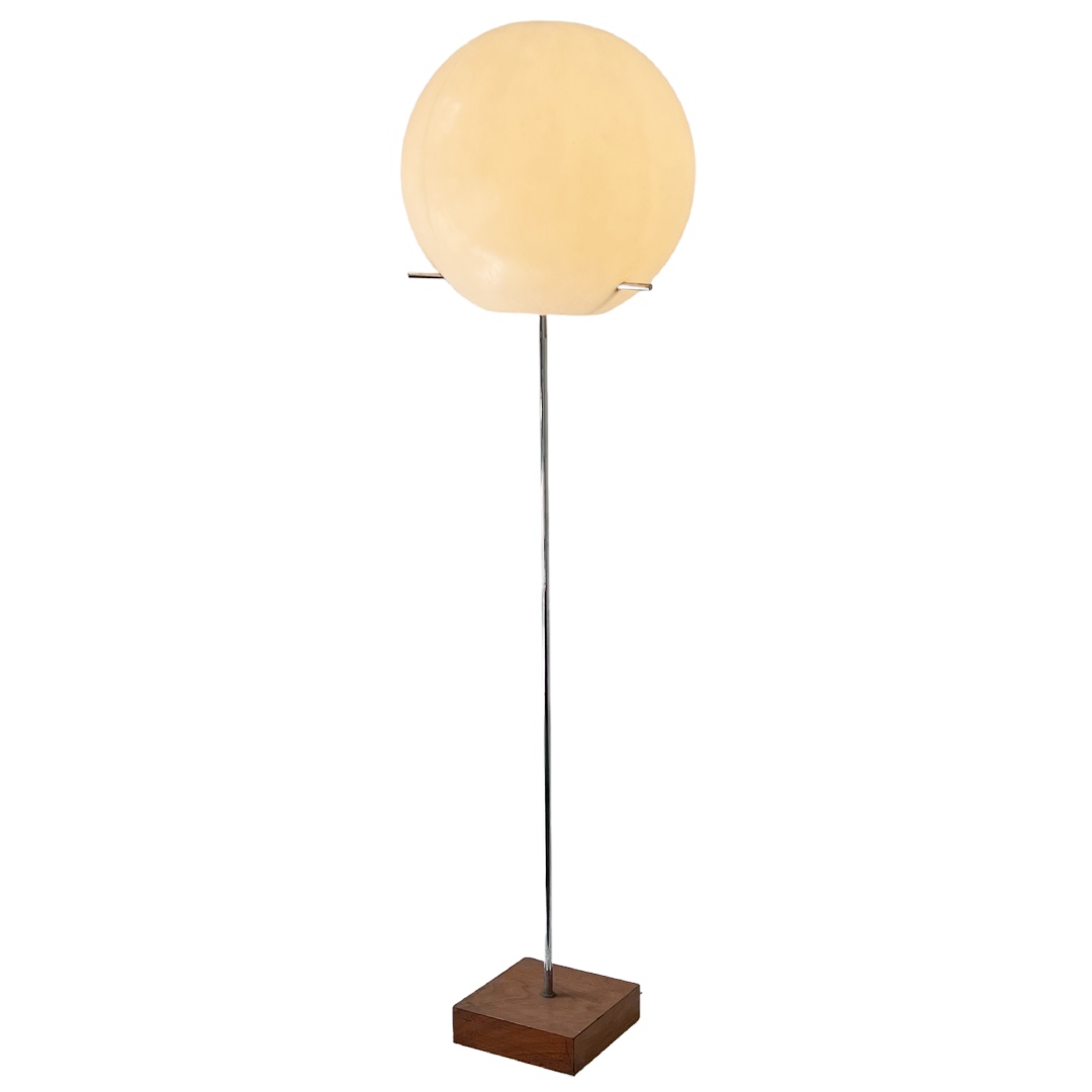 Paul Mayen for Habitat Mid-Century Modern Chrome and Teak Globe Floor Lamp