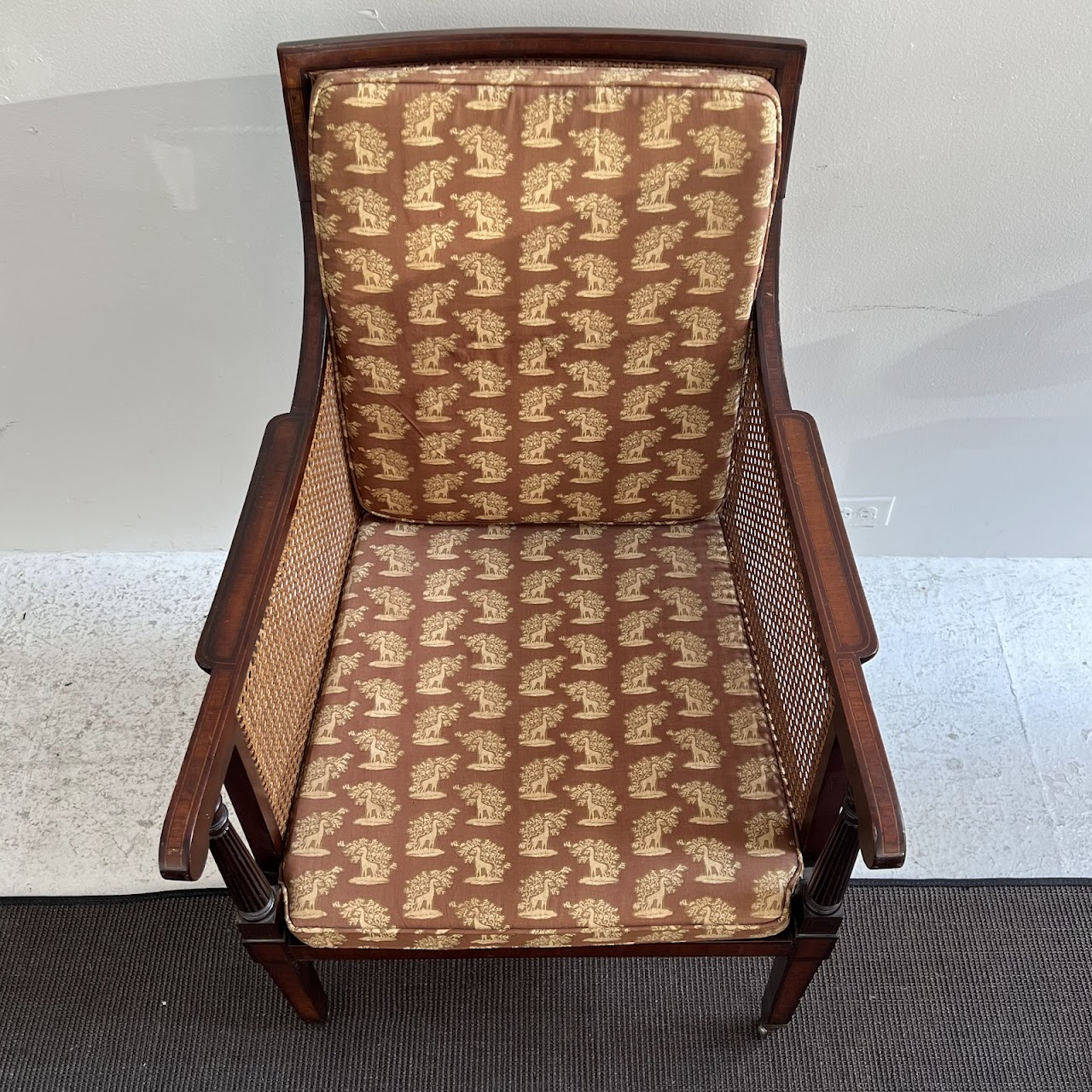 George III Inlaid Mahogany and Cane Library Chair