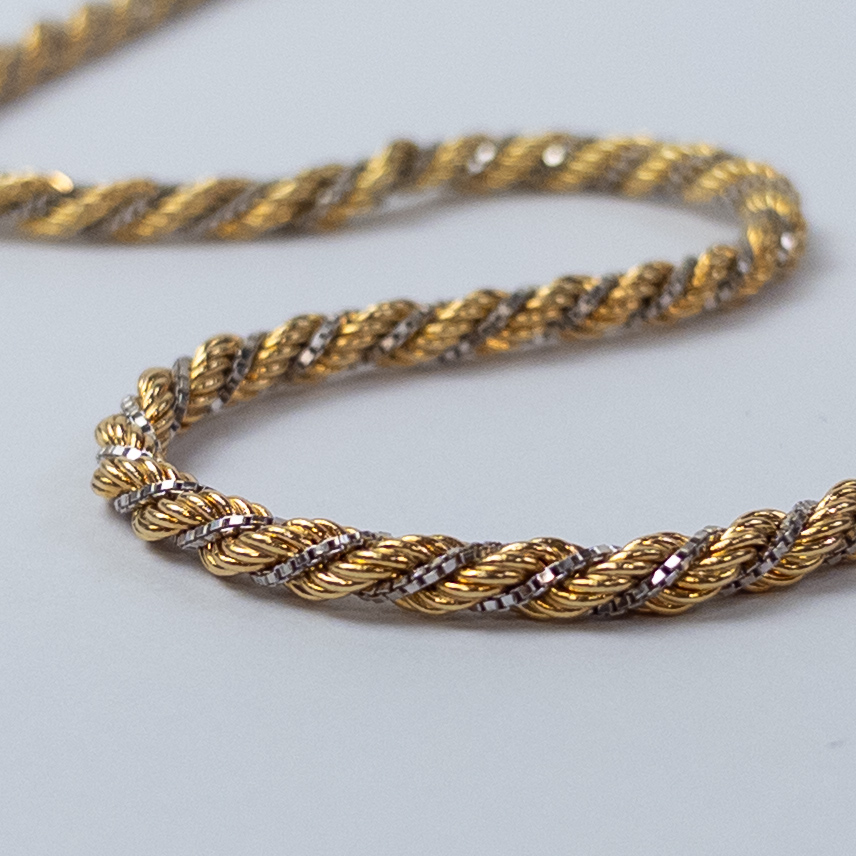 14K Gold Two-Tone Twist Rope Chain Necklace