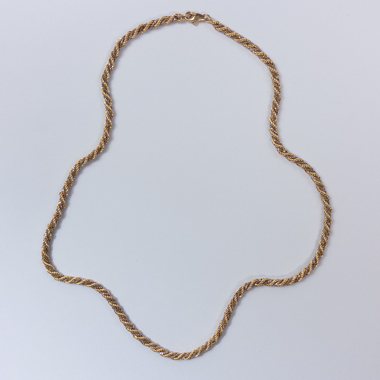 14K Gold Two-Tone Twist Rope Chain Necklace