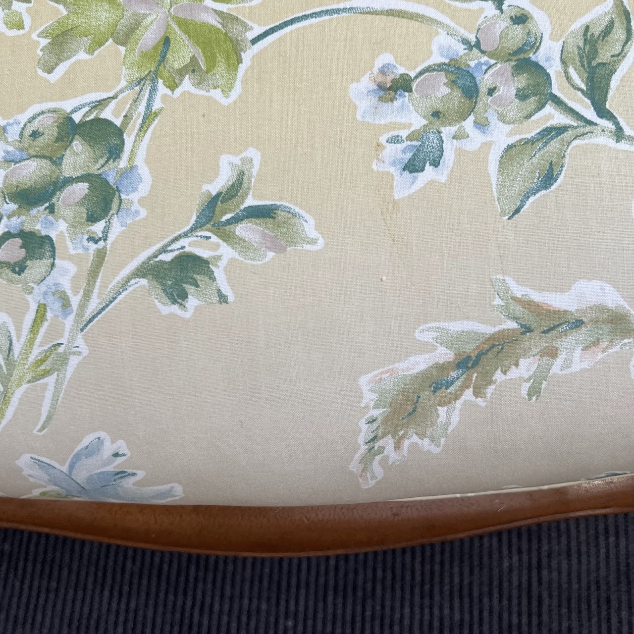 French Walnut Floral Upholstered Salon Chair