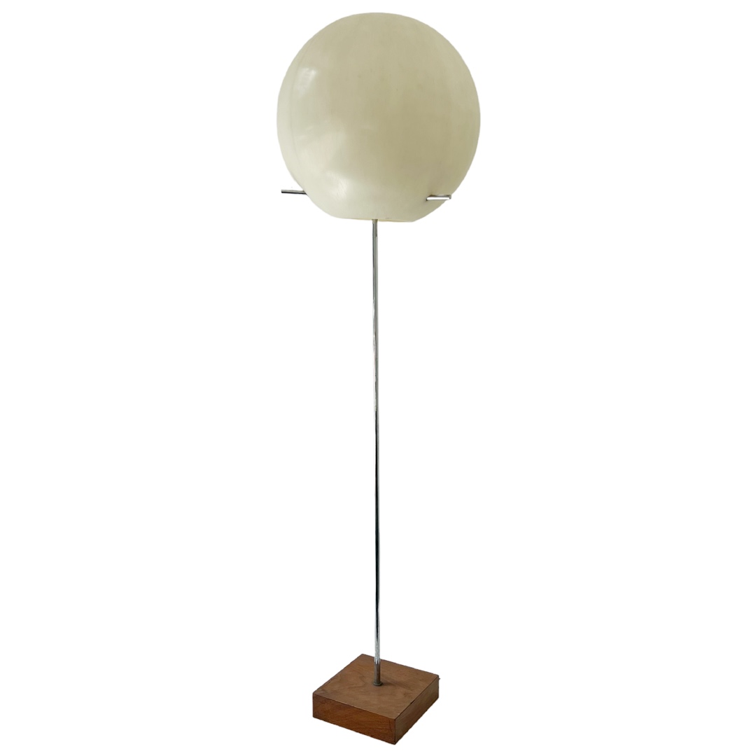 Paul Mayen for Habitat Mid-Century Modern Chrome and Teak Globe Floor Lamp