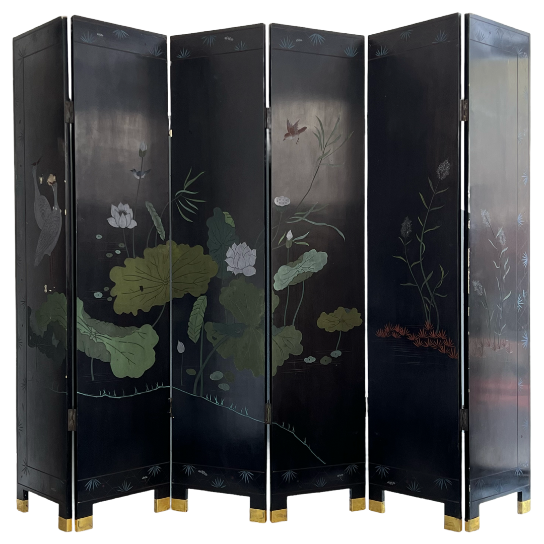 Chinese Coromandel Lacquered Six-Panel Folding Screen